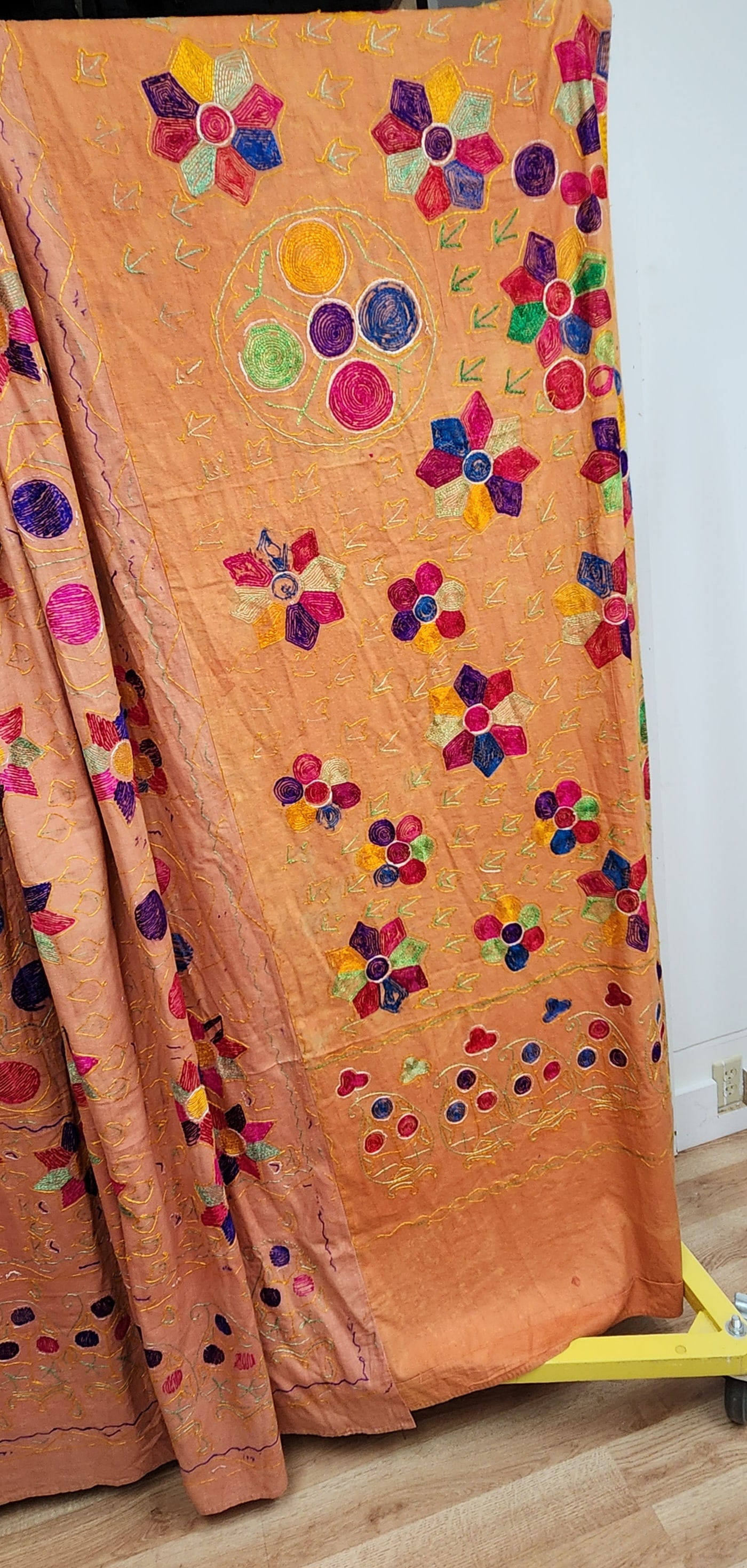 Hand-Embroidered Phulkari Textile Panel - 5