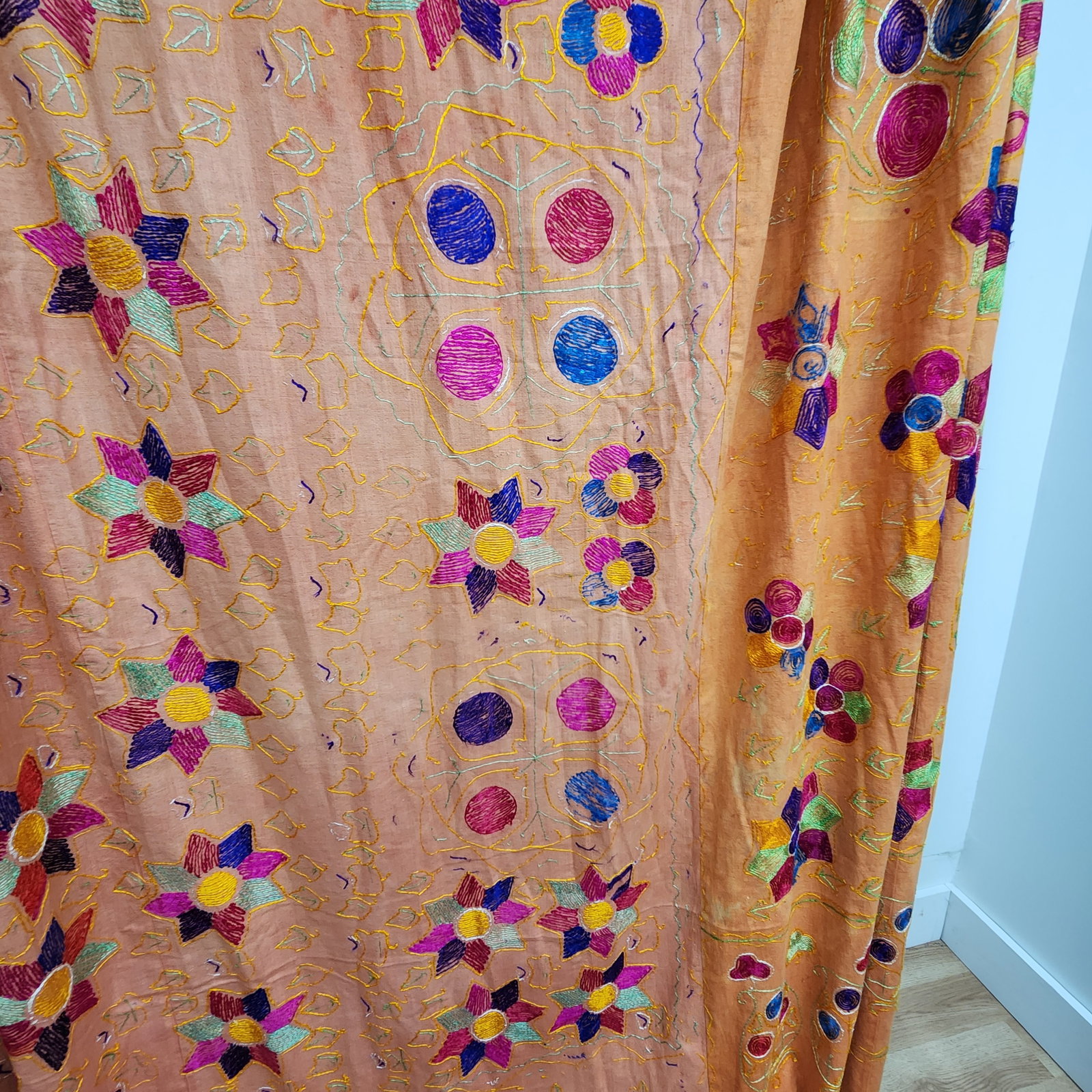 Hand-Embroidered Phulkari Textile Panel - 6