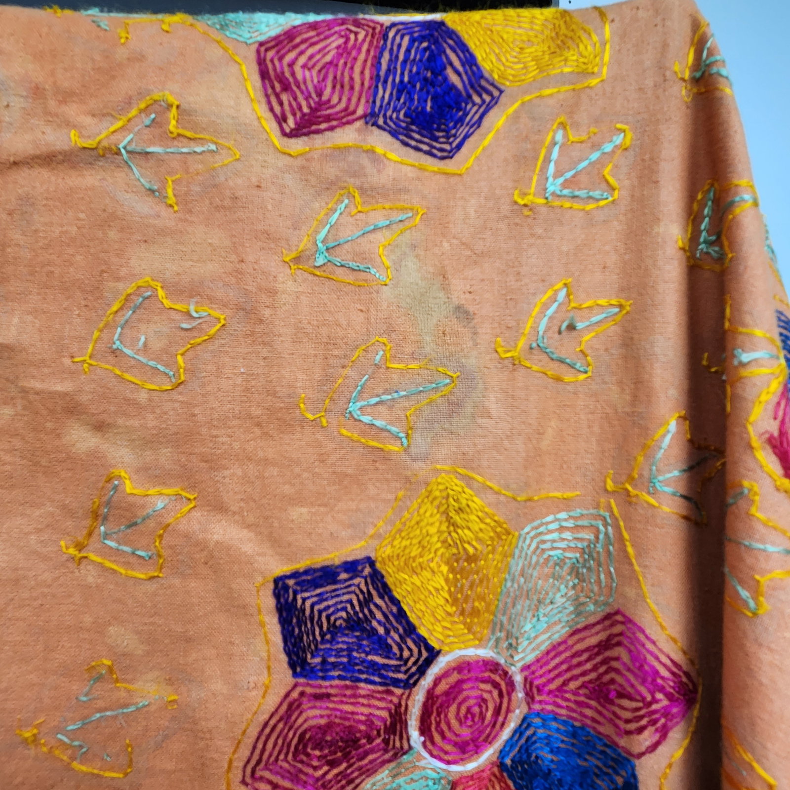 Hand-Embroidered Phulkari Textile Panel - 7