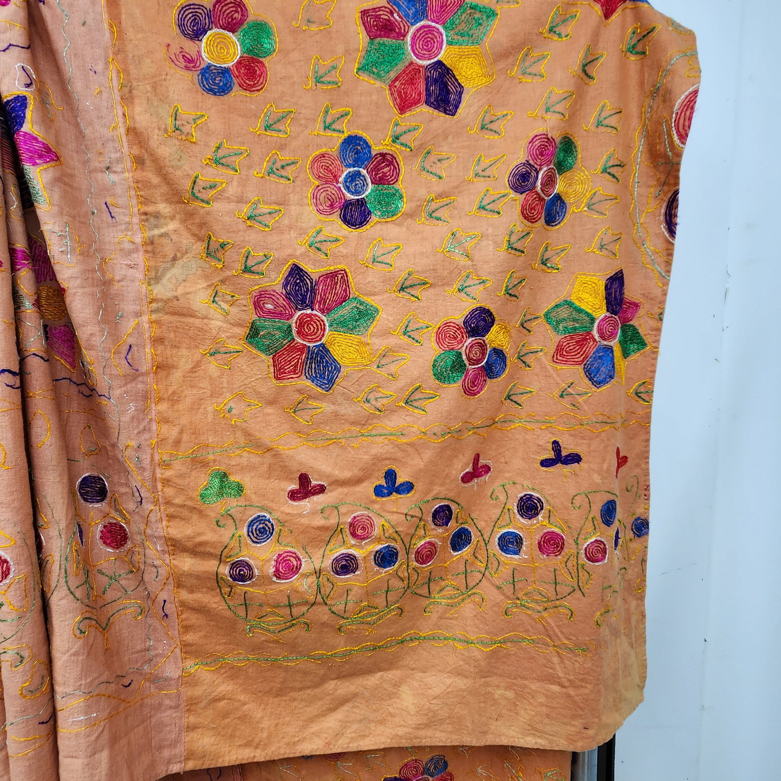 Hand-Embroidered Phulkari Textile Panel - 8