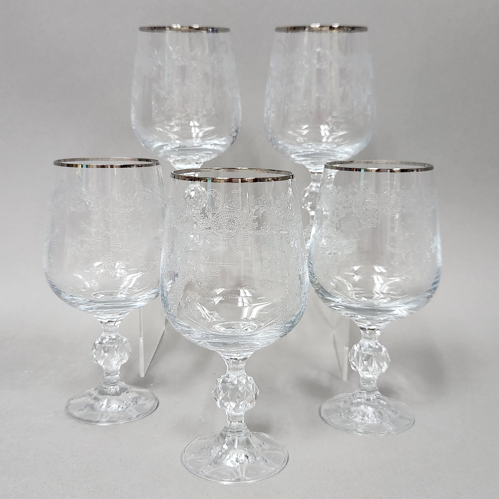 Etched Silver Rimmed Goblets (1 of 4)