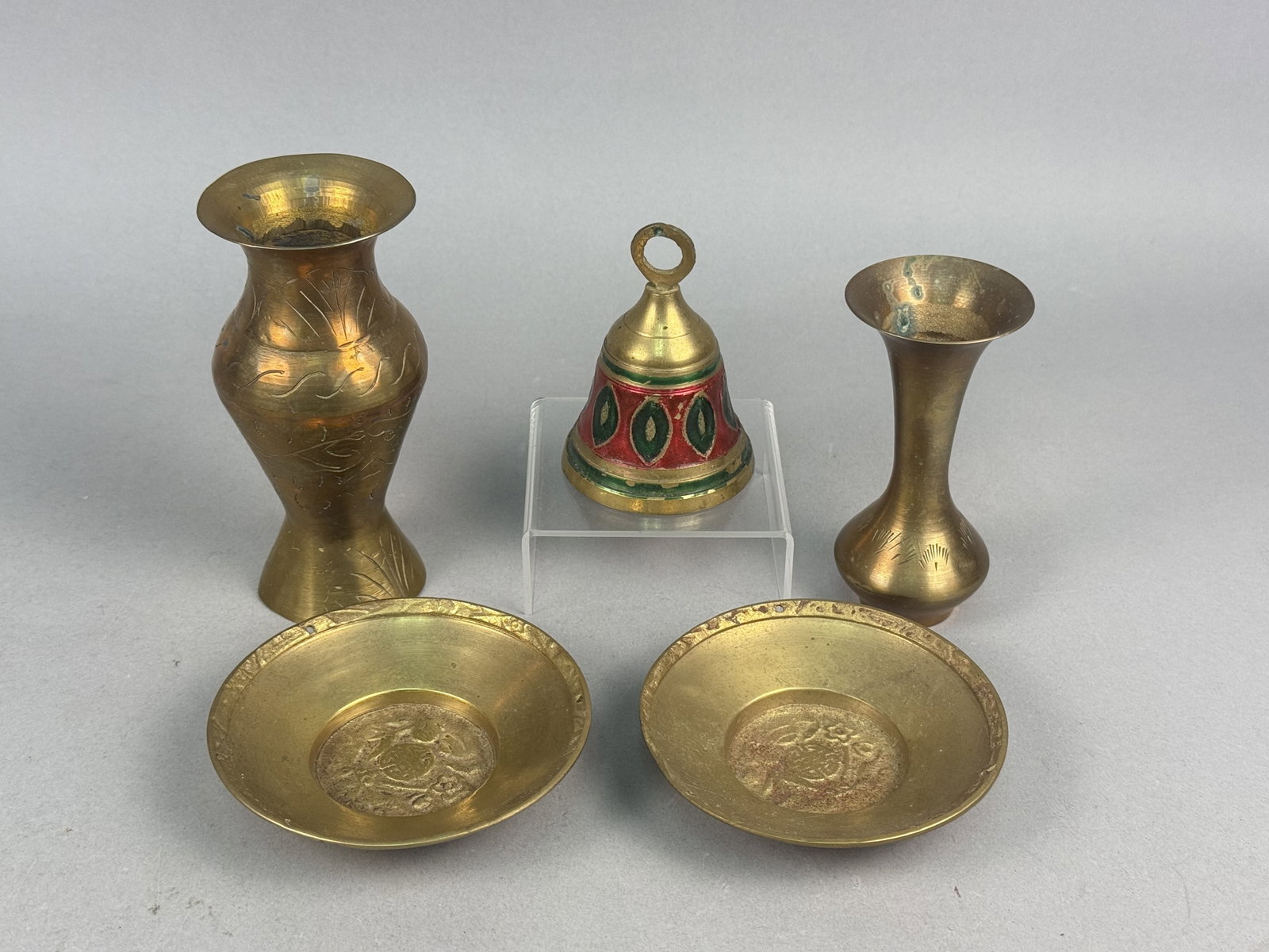 Vintage Indian Style Etched & Enameled Brass Items (1 of 7)