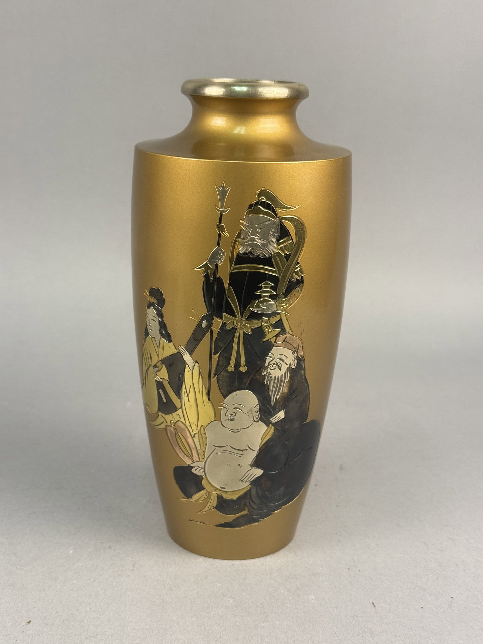 Japanese Mixed Metal Relief Vase (1 of 7)