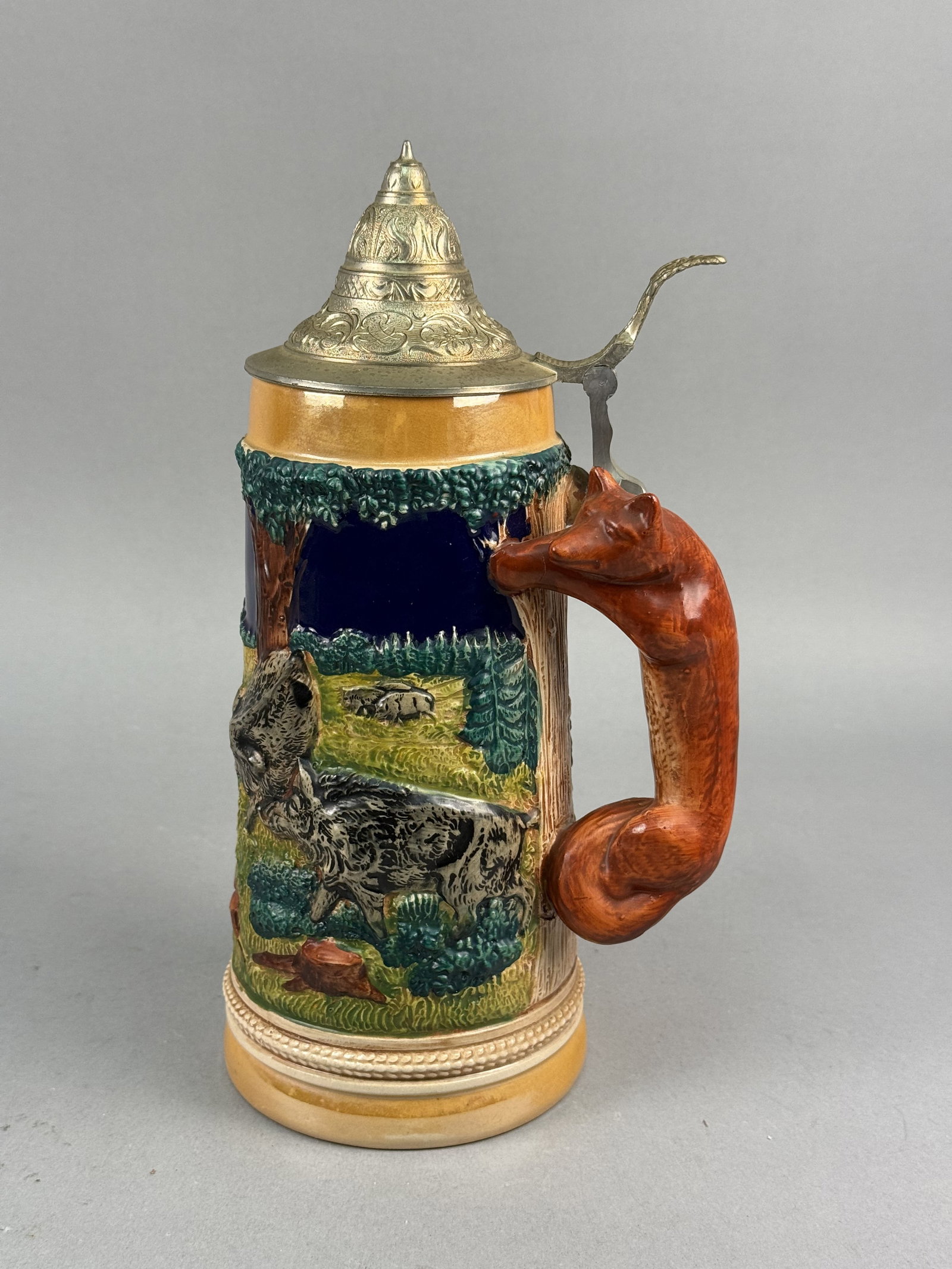 German Stoneware Hunting Beer Stein (1 of 8)