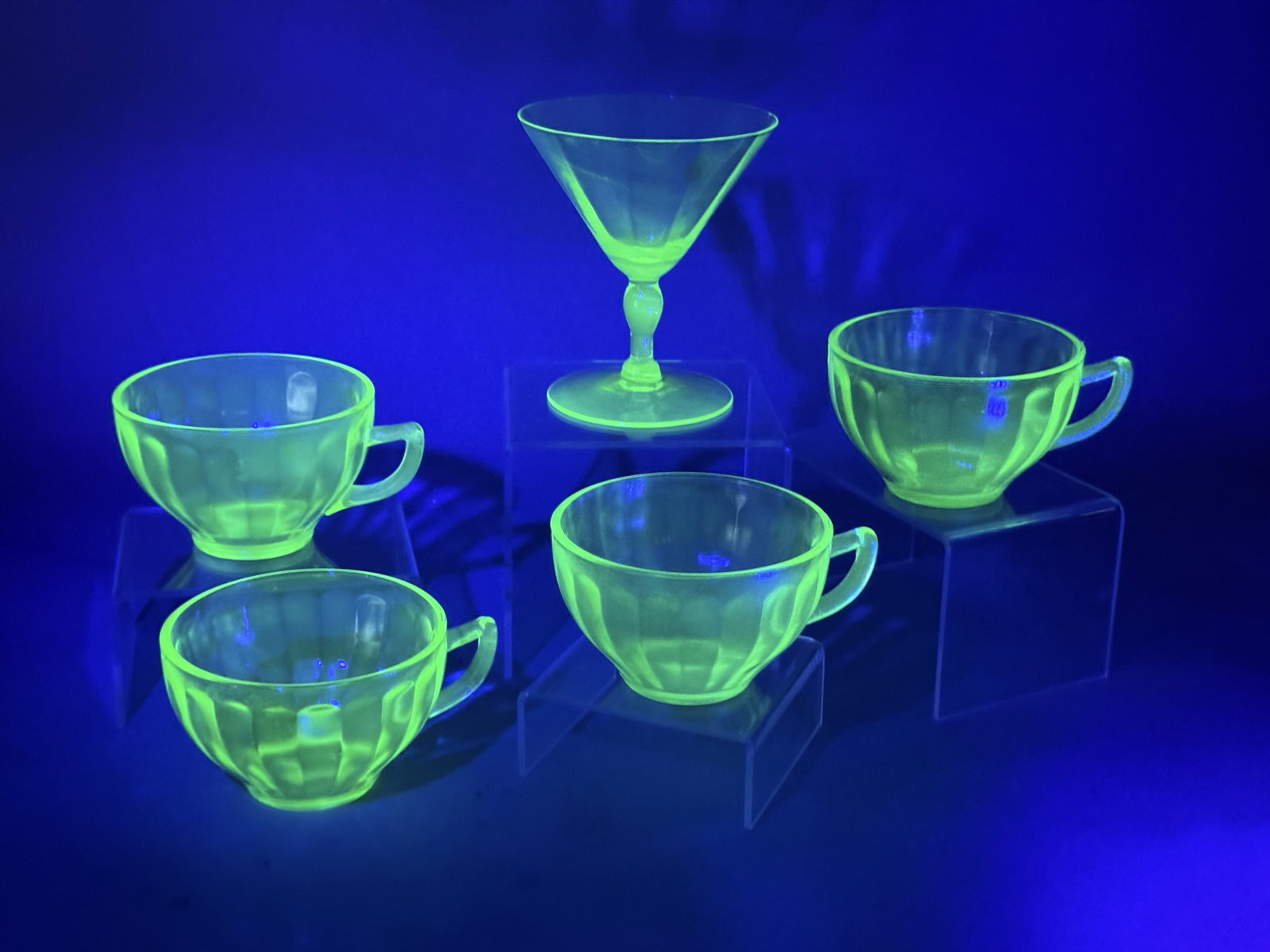 Five Green Uranium Glass Items (1 of 8)