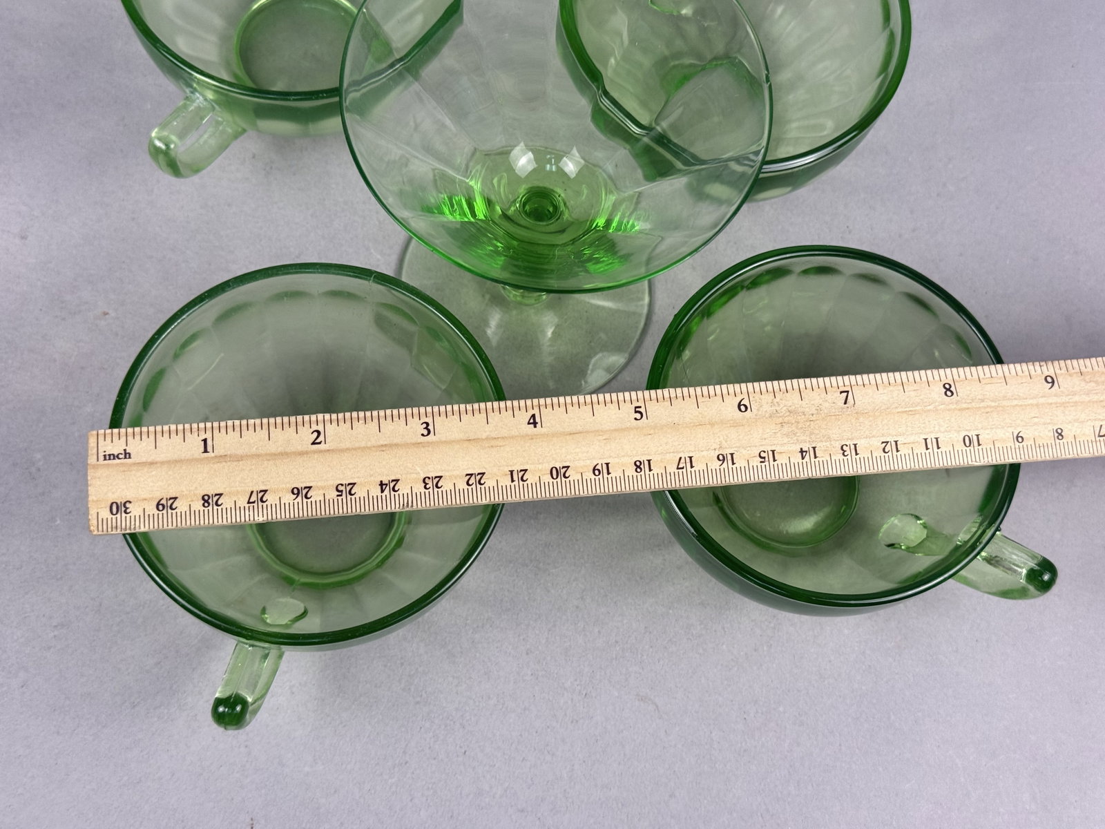 Five Green Uranium Glass Items - 6
