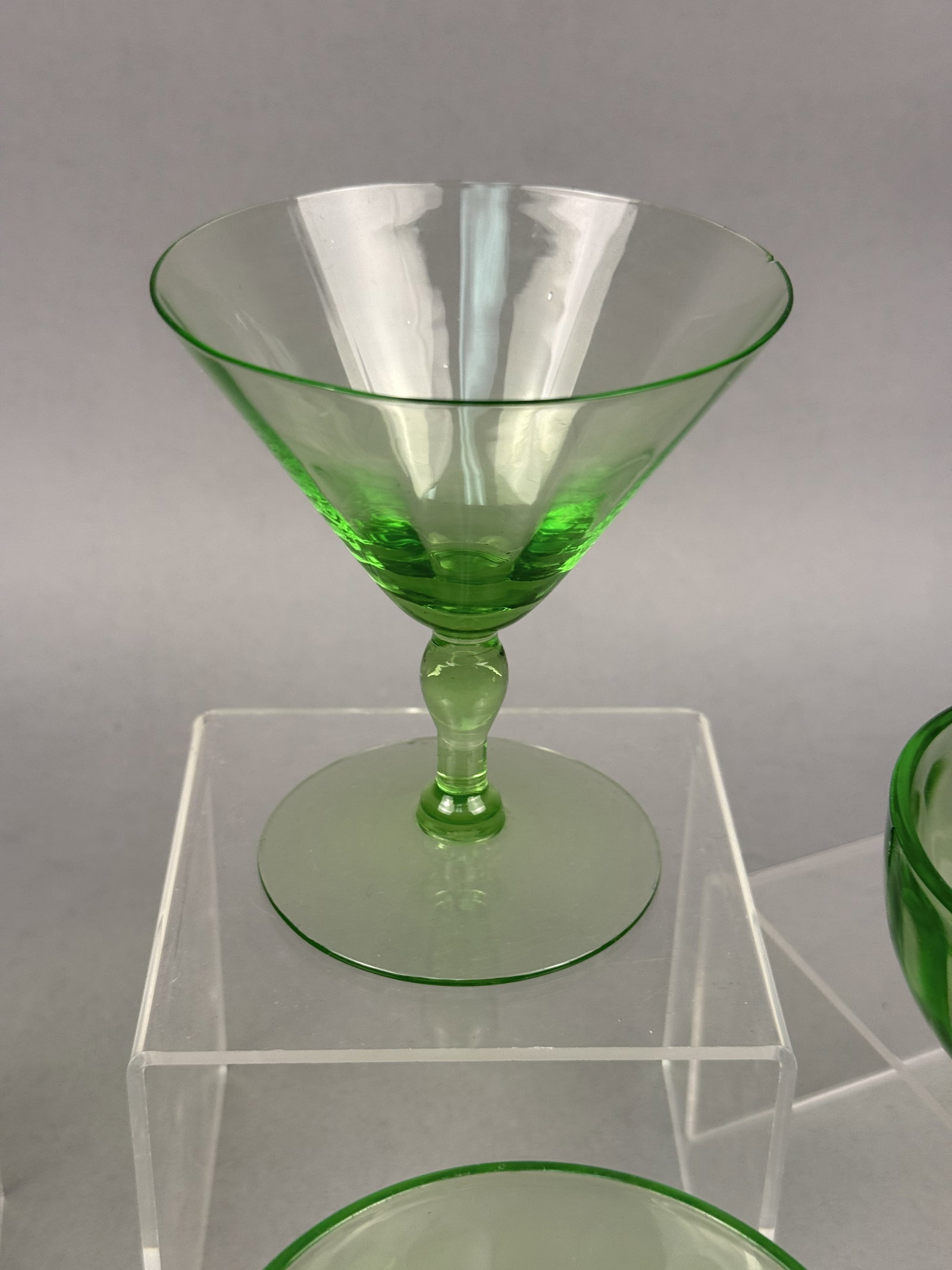 Five Green Uranium Glass Items - 7