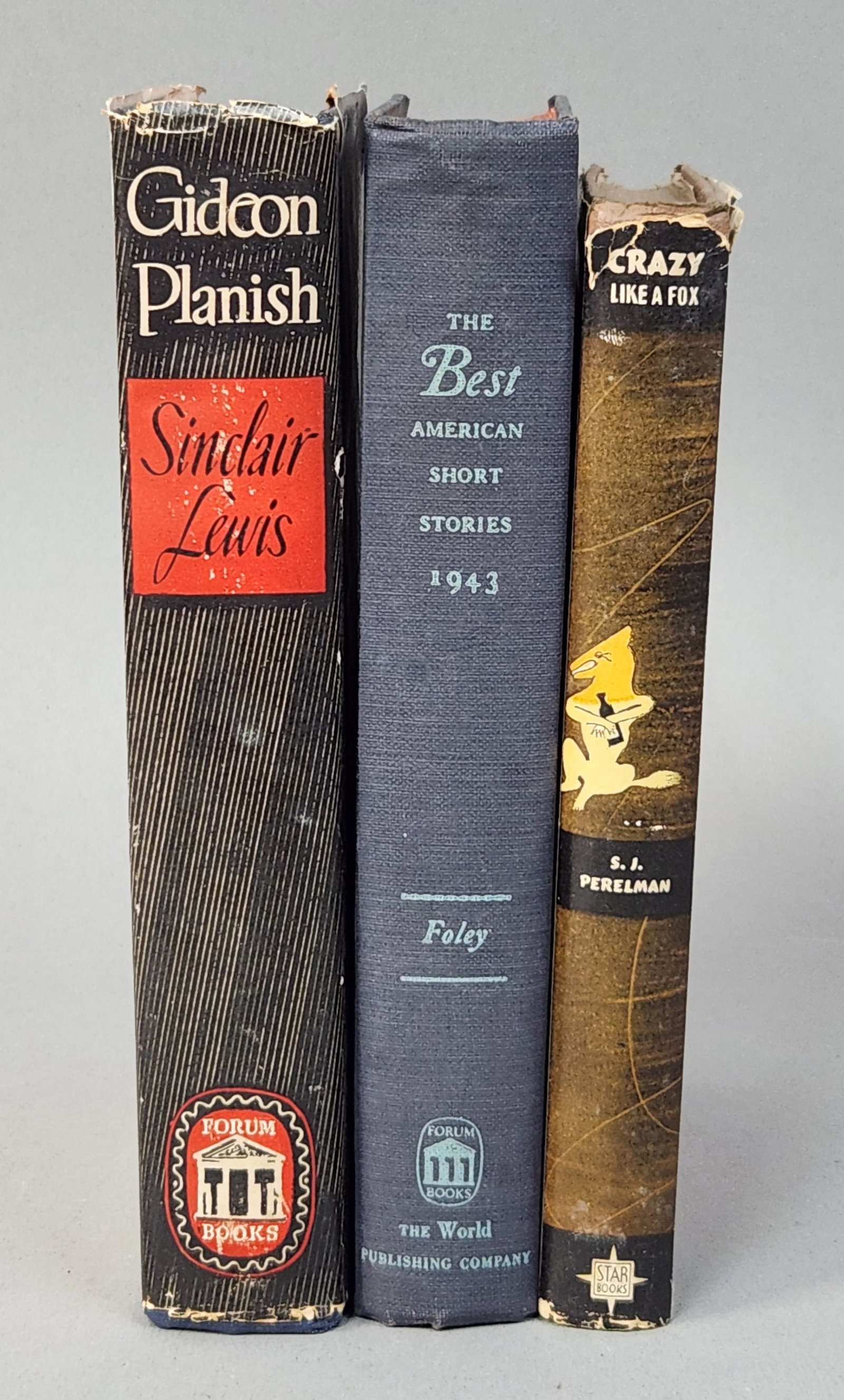 Trio American Literary Works: This lot consists of three mid-century American literary editions, all featuring the provenance of owner R. C. Fellows via bookplates and inscriptions. The first volume is Sinclair Lewis, Gideon Plani