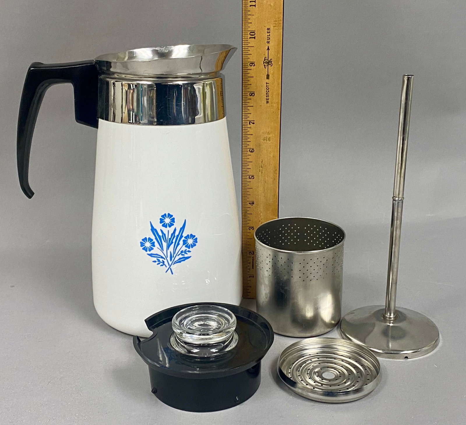 Corning Ware Blue Cornflower Pattern Coffee Percolator - 2
