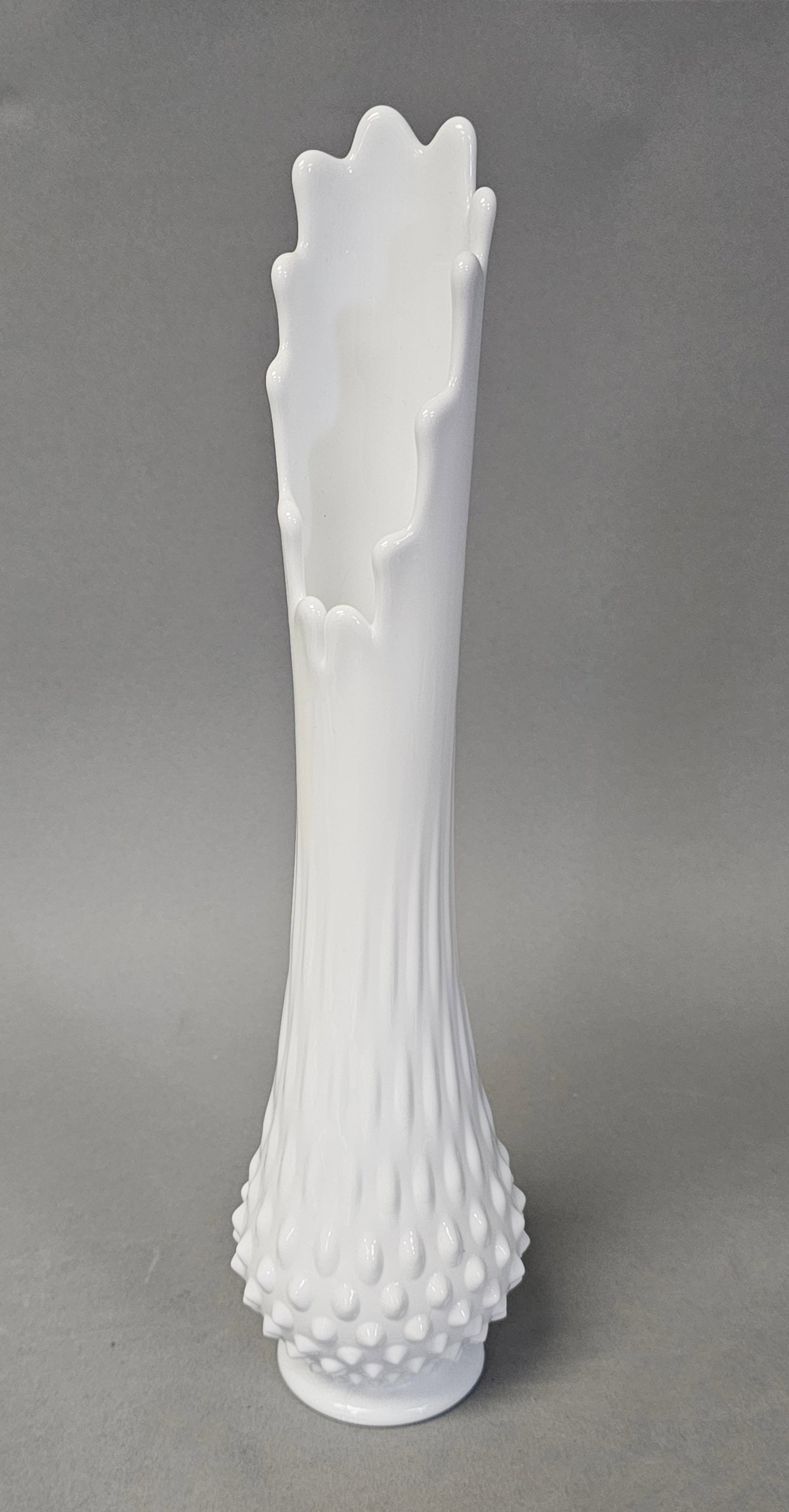 Fenton Milk Glass Hobnail Swung Vase (1 of 6)