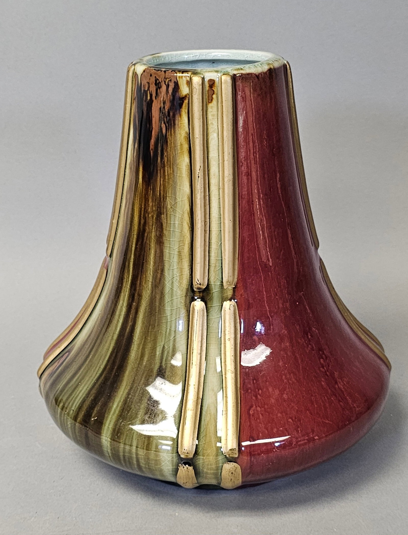 Vintage Pottery Glazed Buttress Vase (1 of 9)