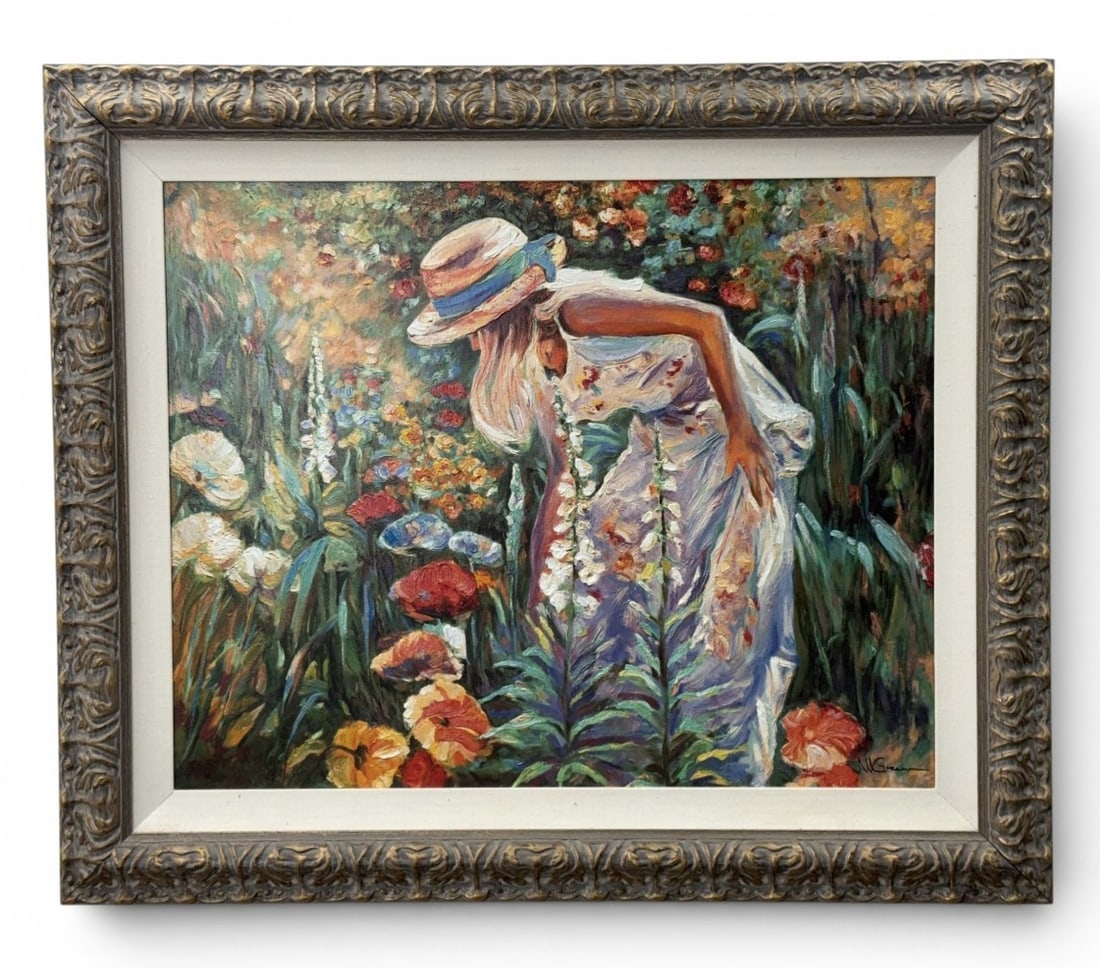 Magdalena Greene Giclee on Canvas: This is an artist-enhanced giclÄ‚Â©e on canvas titled Simplicity of Life by Magdalena Greene, produced as part of the Brushstrokes Collection by Atelier America Inc. The piece is signed M Greene 