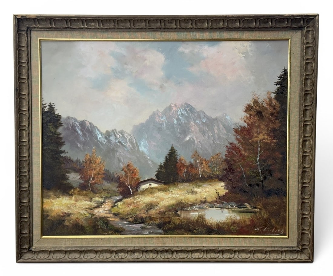 Alpine Landscape Oil on Canvas Signed (1 of 7)