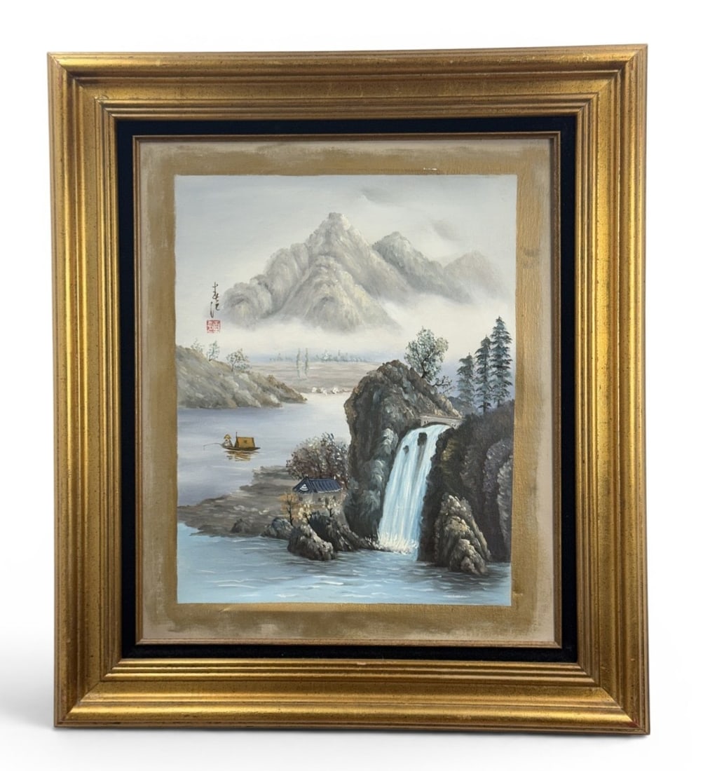 East Asian Style Landscape Oil on Canvas (1 of 9)