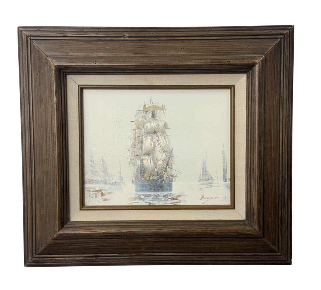 Sailing Ship at Sea Oil on Canvas Signed (1 of 7)