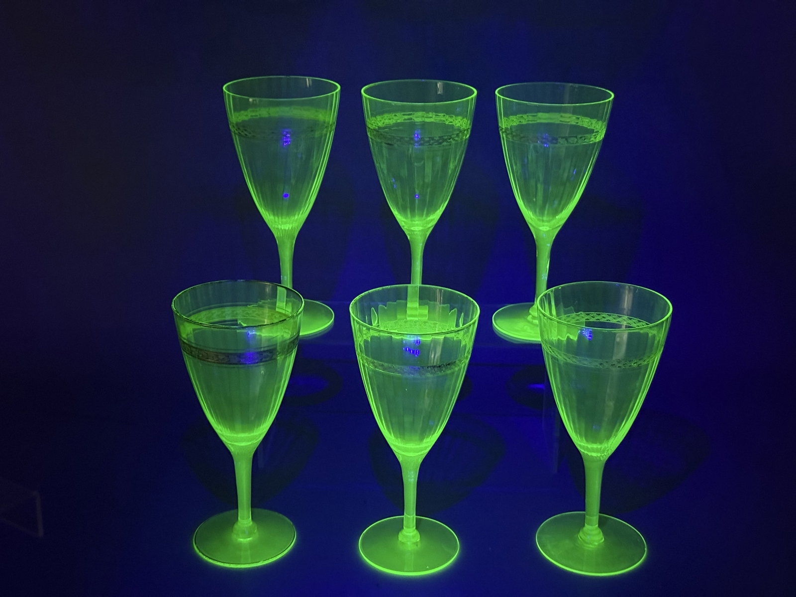 Set of Six Uranium Glass Goblets (1 of 9)