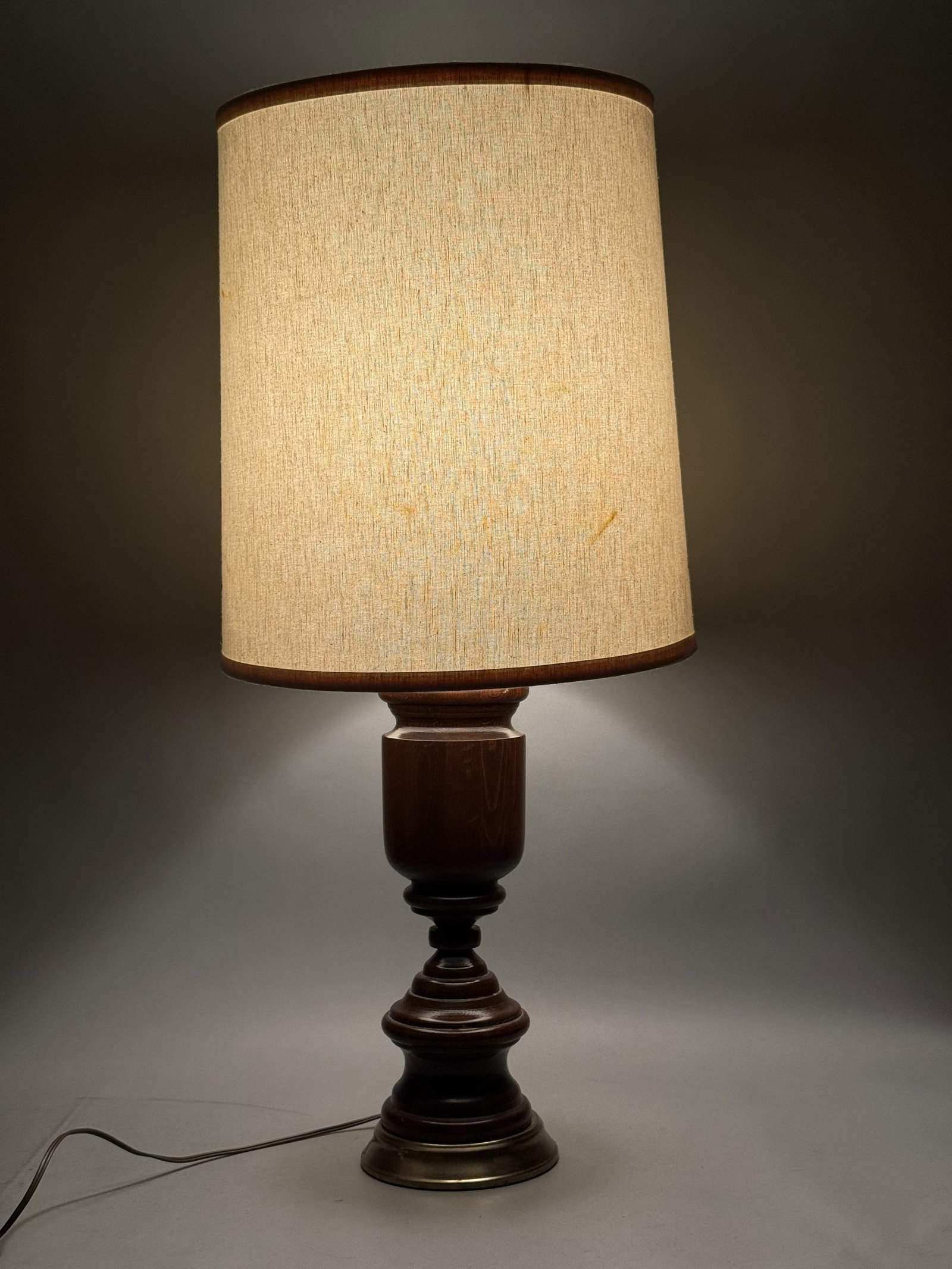 Large Turned Wood Table Lamp (1 of 7)