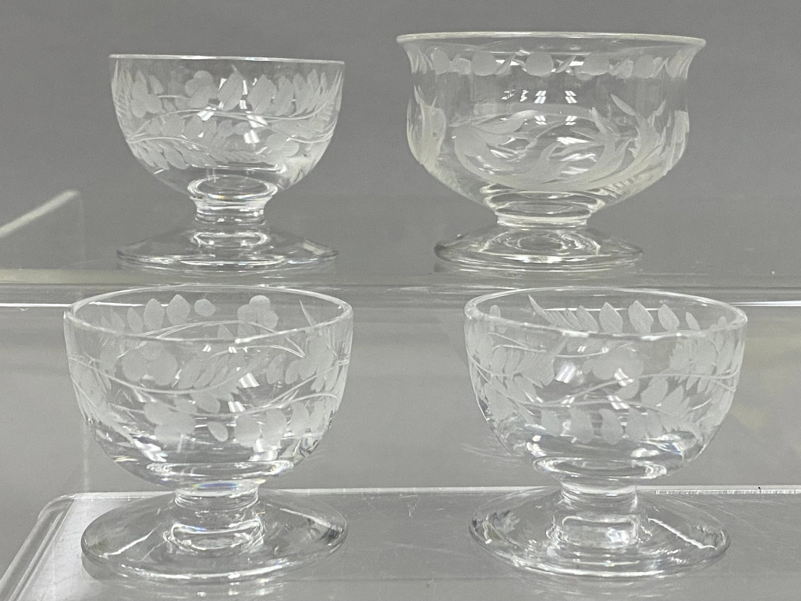 Four Etched Glass Bowls (1 of 7)