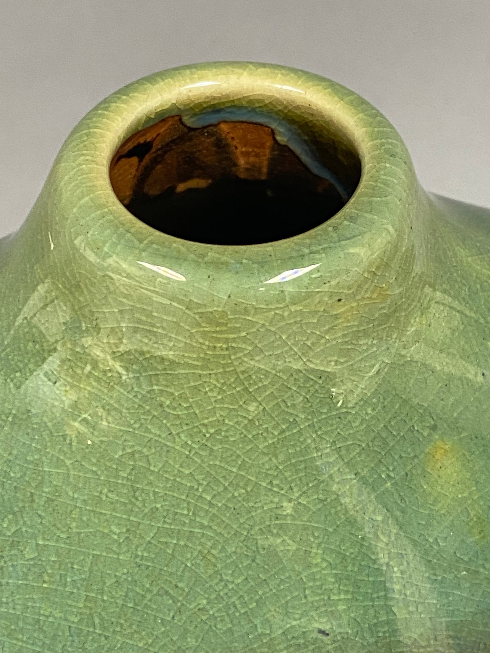 Large Drip Glaze Ceramic Squat Vase - 4