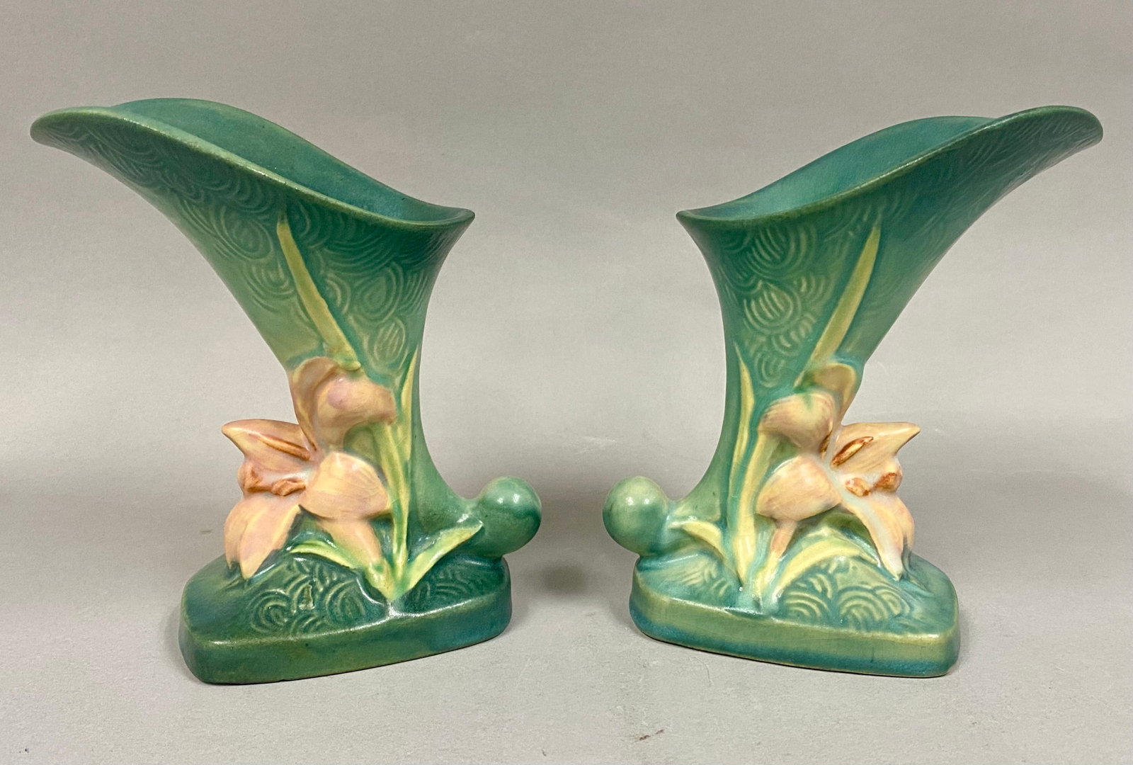 Roseville Pottery Zephyr Lily Cornucopia Vases (1 of 9)