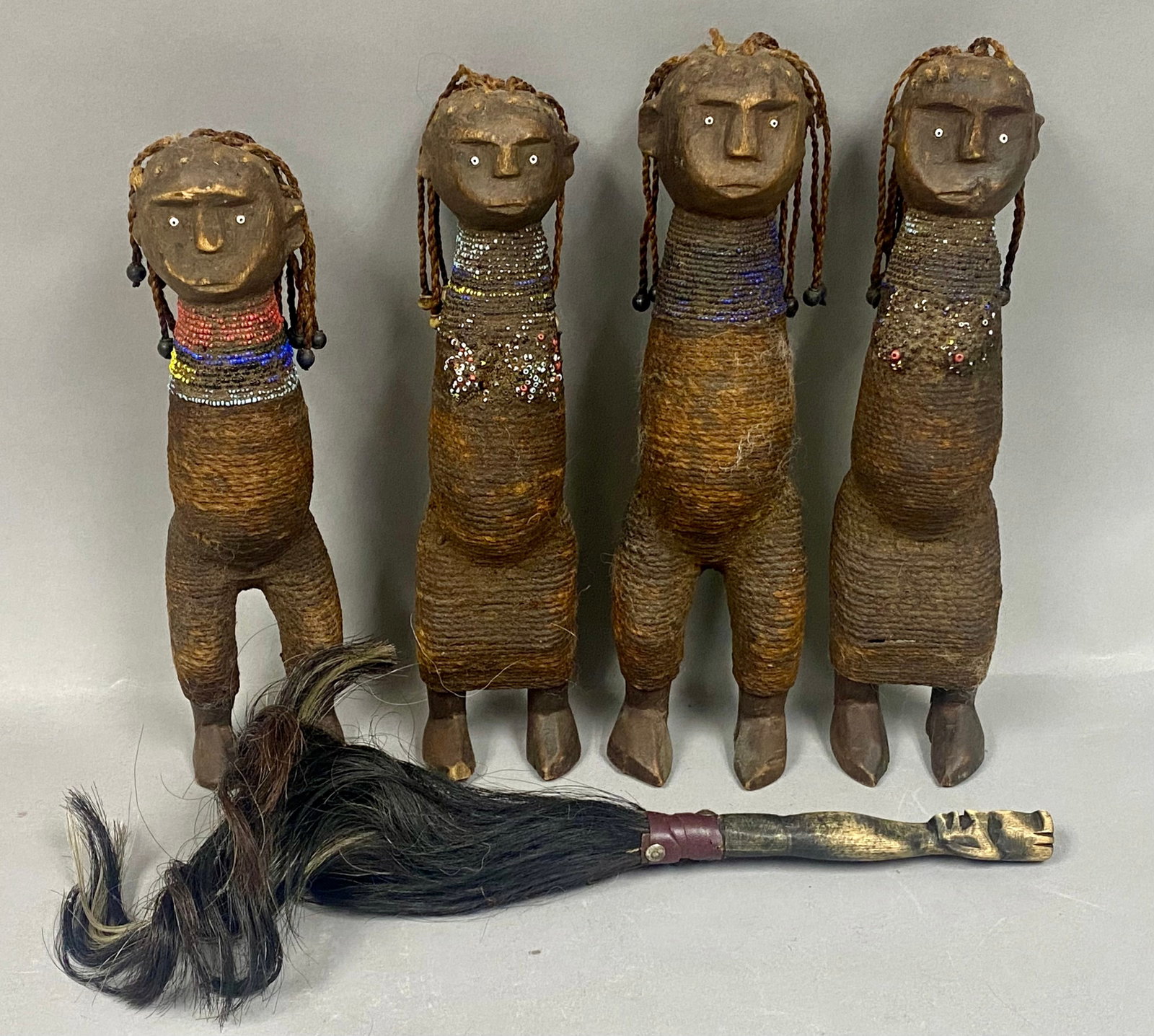 African Nyamwezi Style Beaded Figures and a Ceremonial Flywhisk (1 of 11)