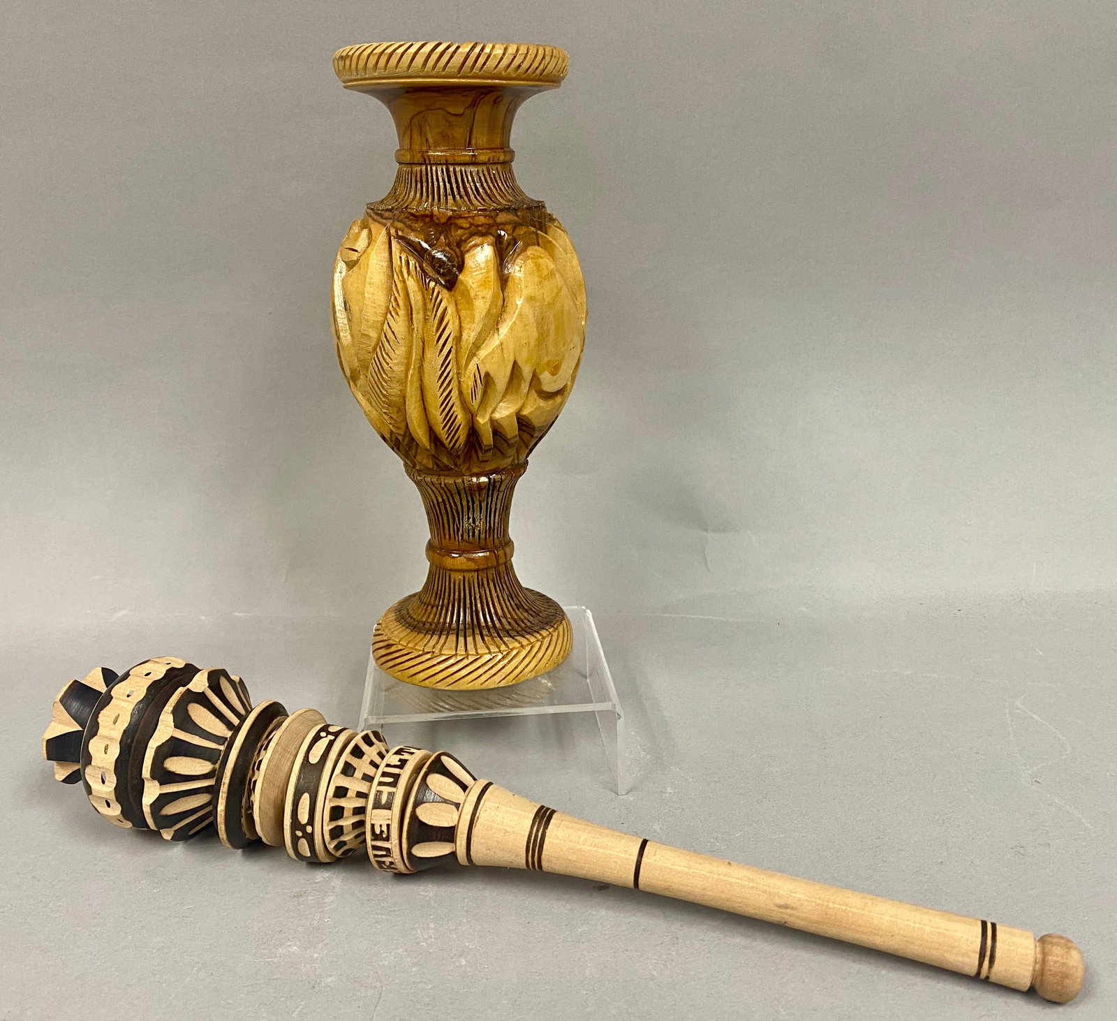 Holy Land Olive Wood Vase and Mexican Molinillo (1 of 9)