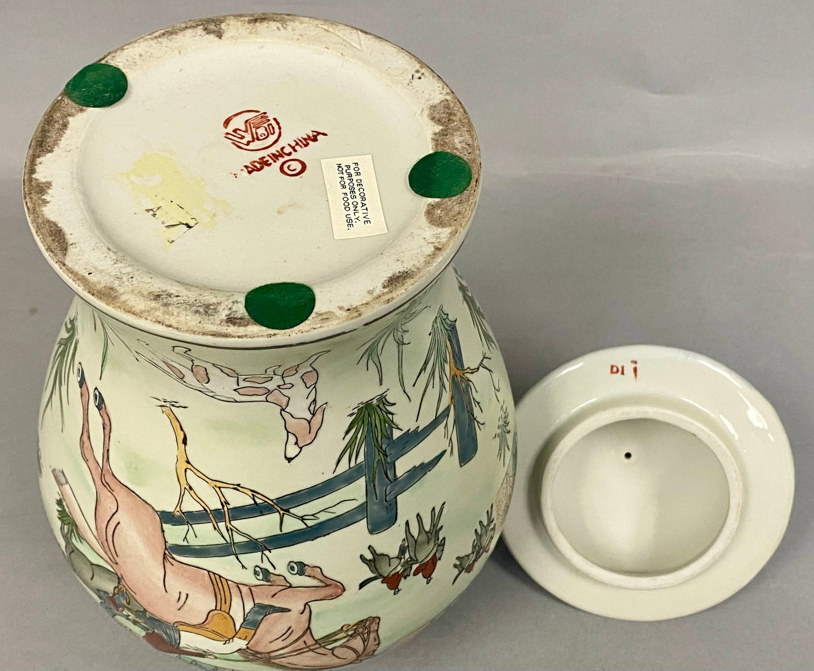 Lidded Ceramic Fox Hunt Ginger Jar - 6