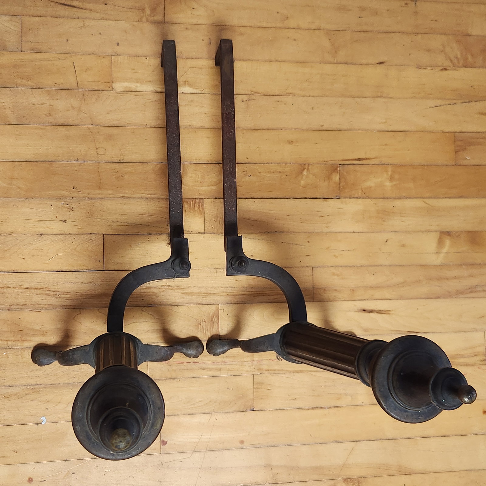 Pair Classical Brass Andirons - 2