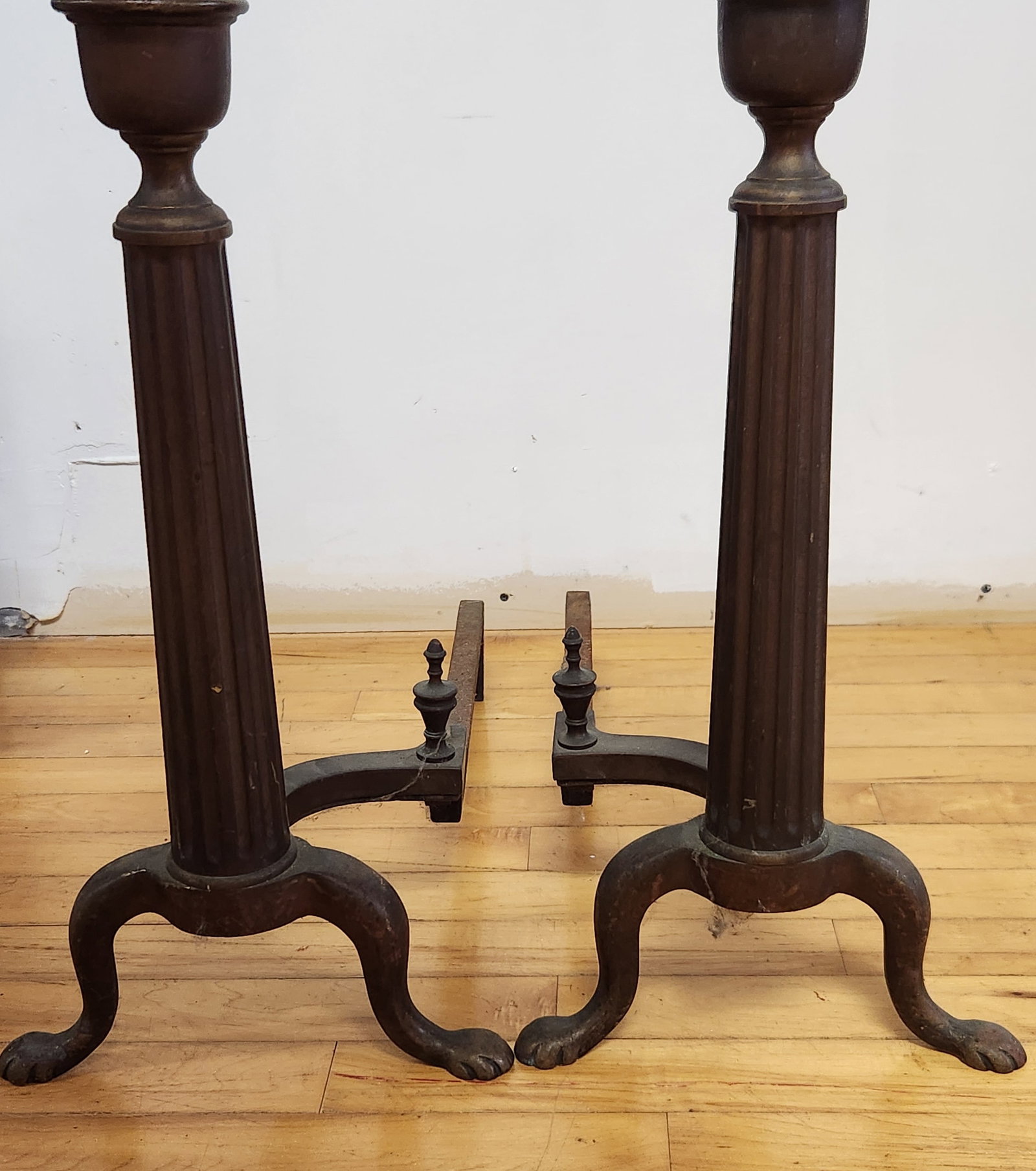 Pair Classical Brass Andirons - 5