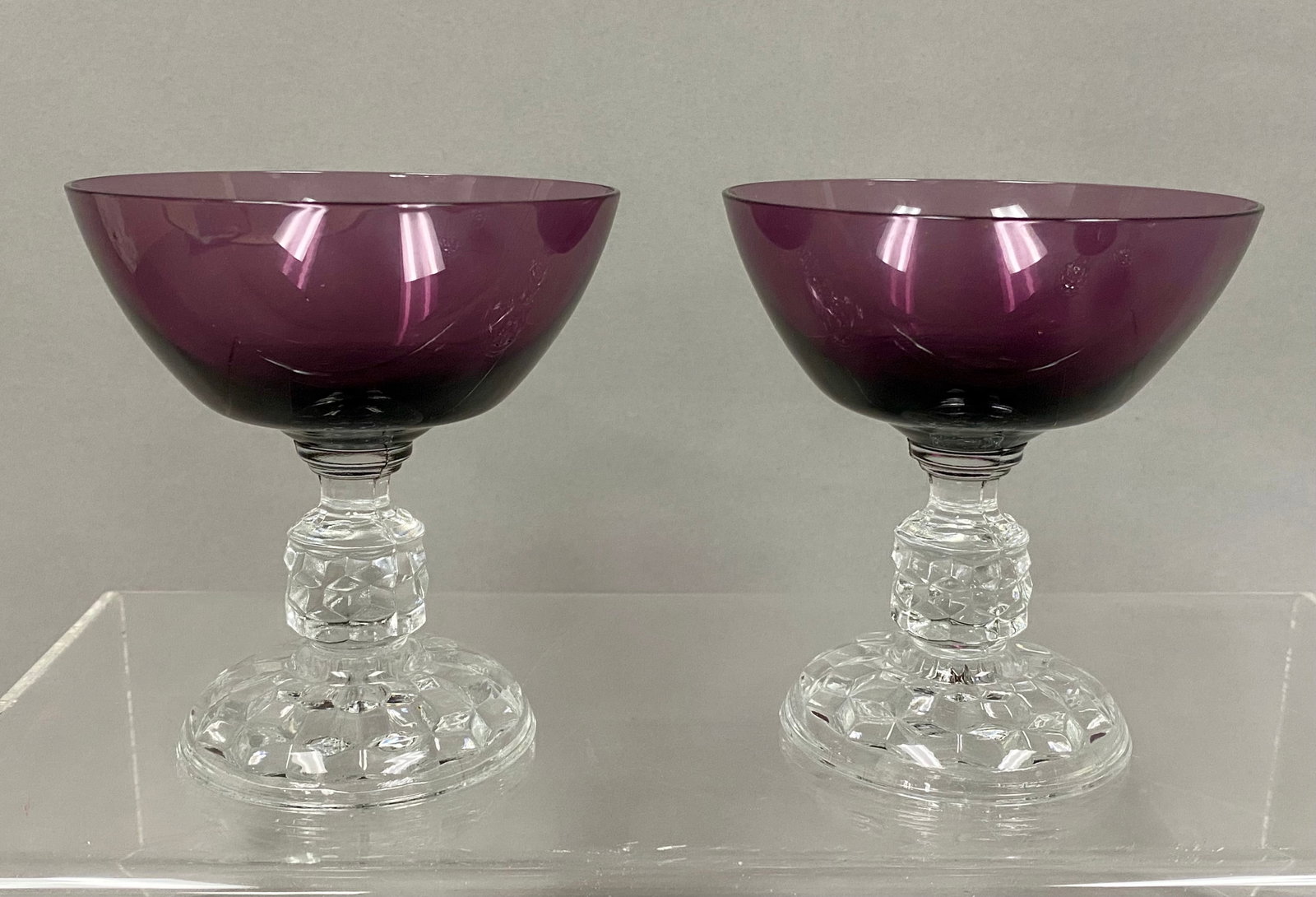 Four Amethyst Stemware Glasses - 2