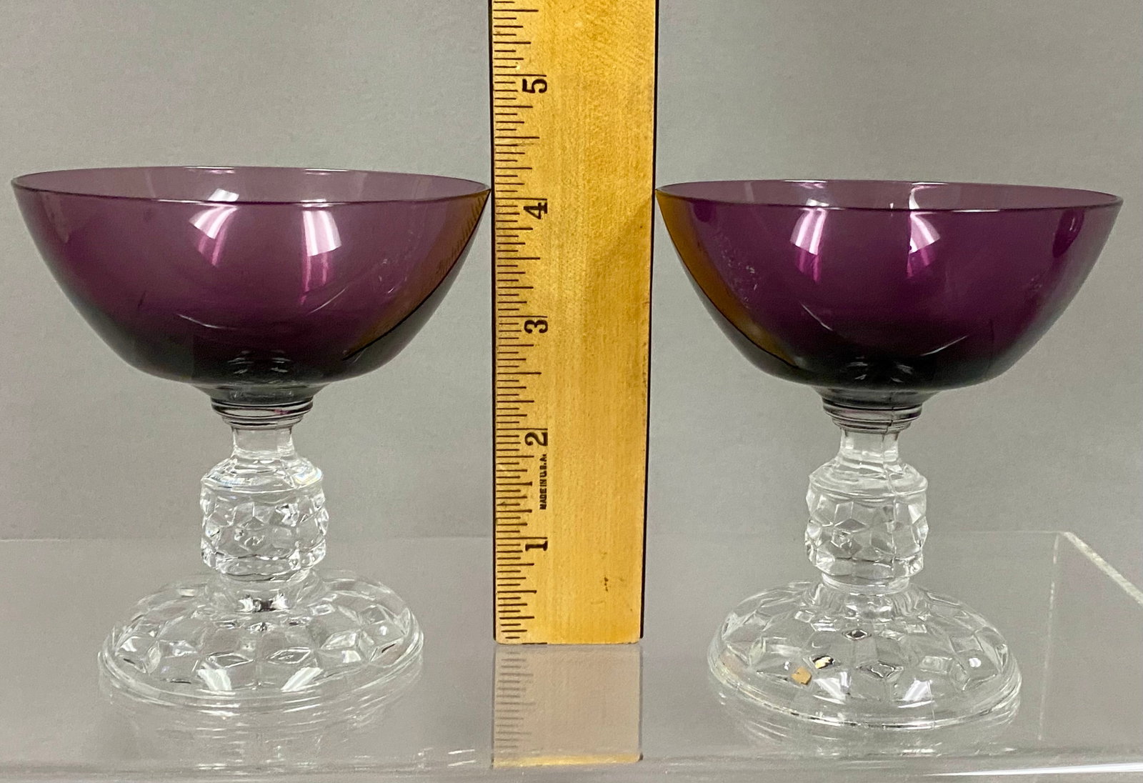Four Amethyst Stemware Glasses - 3