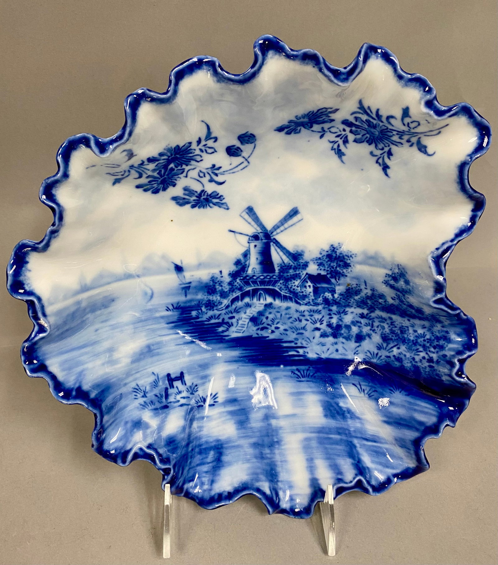 Flow Blue Dutch Windmill Bowl (1 of 5)
