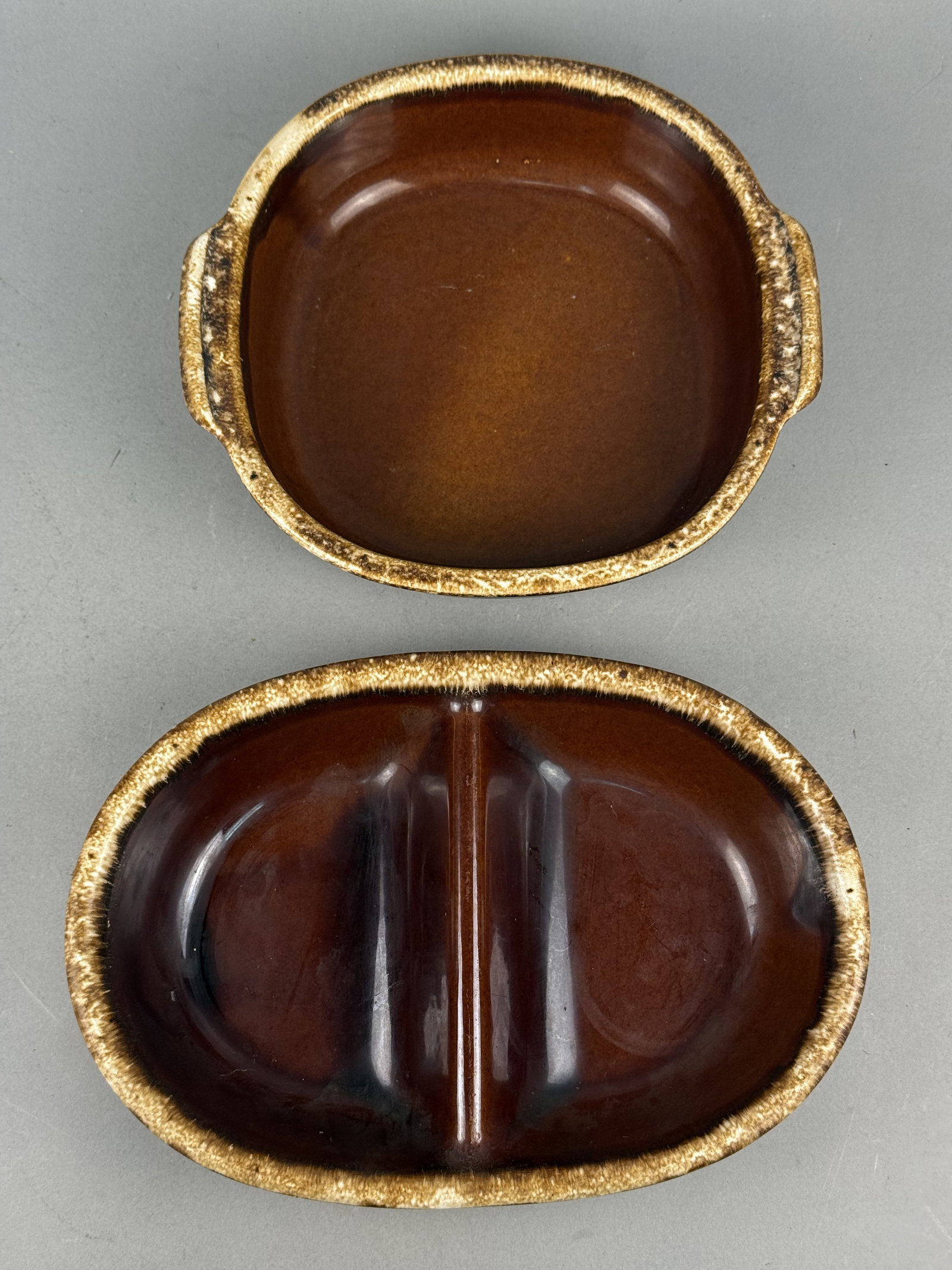 Hull Brown Drip Serving Dishes - 2