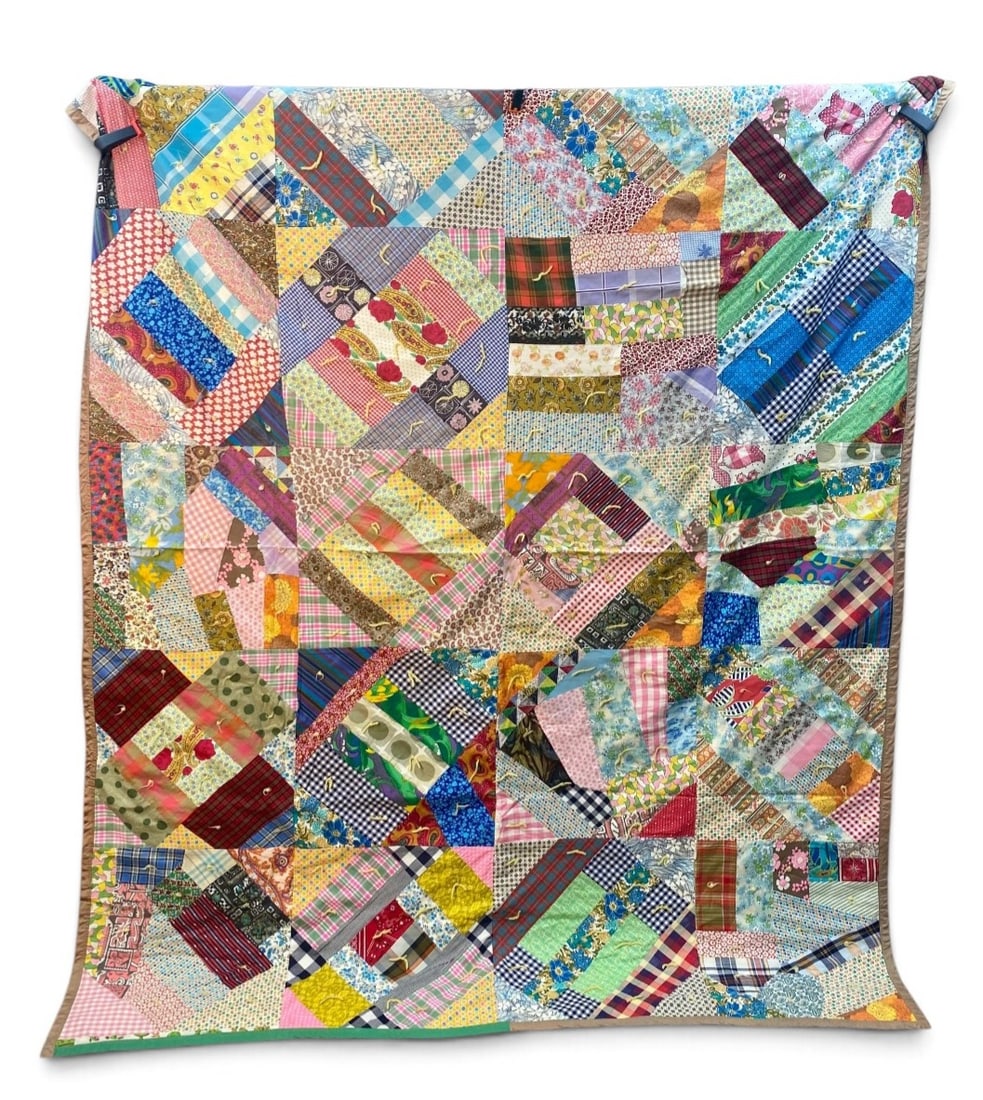 Vintage 1970s Mushroom Patchwork Quilt (1 of 6)