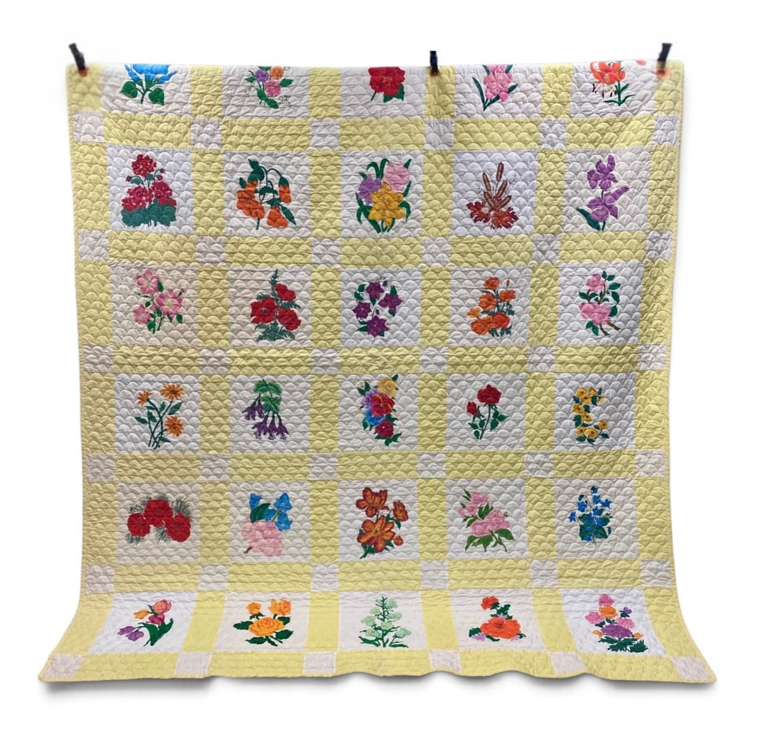 Hand-Quilted Botanical Sampler Quilt (1 of 7)