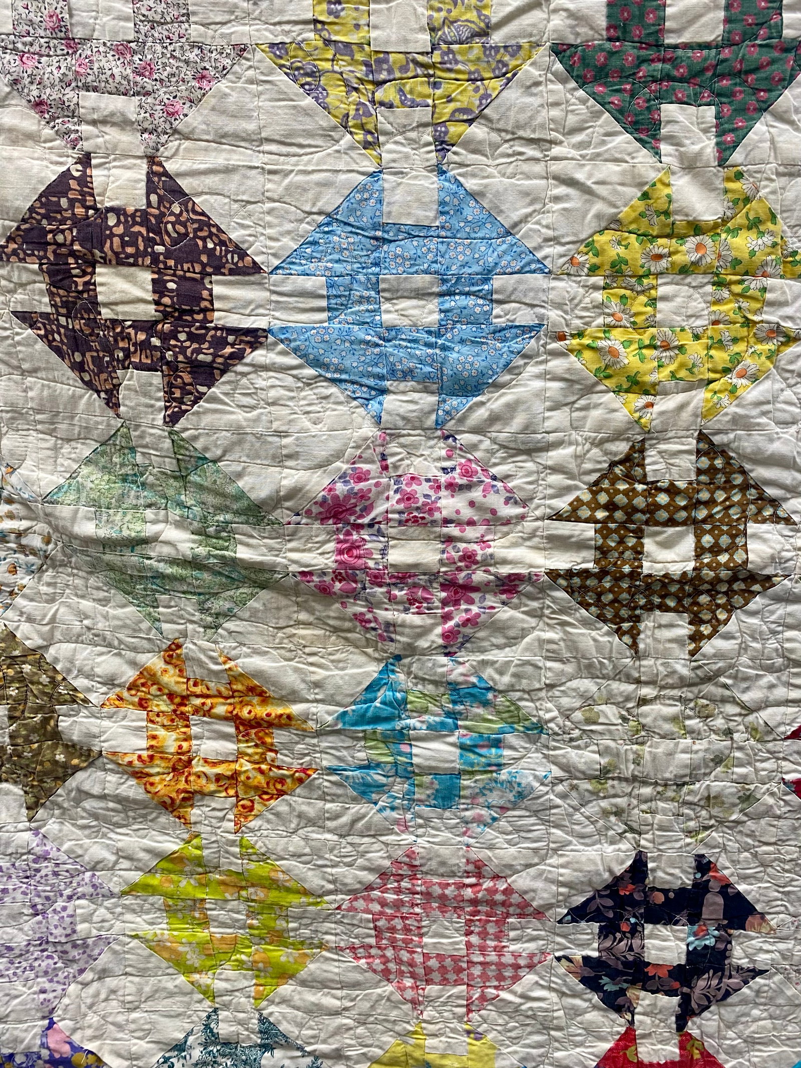 Churn Dash Pattern Scrap Quilt - 3