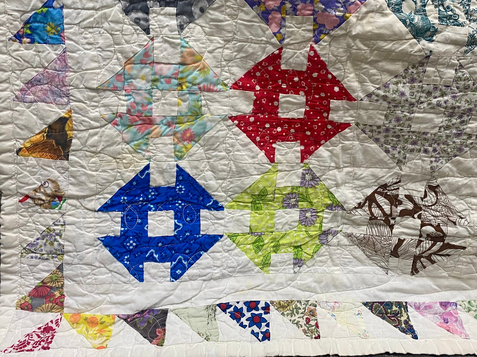 Churn Dash Pattern Scrap Quilt - 4