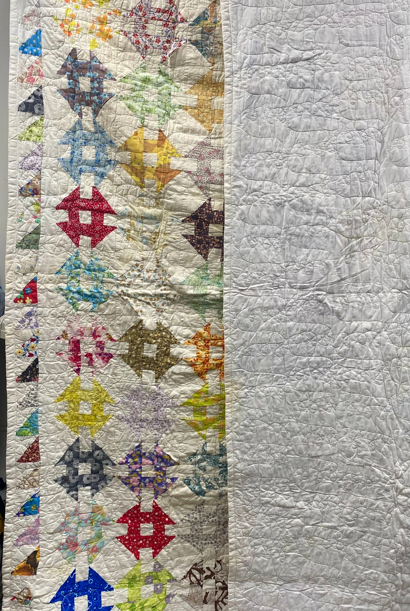 Churn Dash Pattern Scrap Quilt - 5