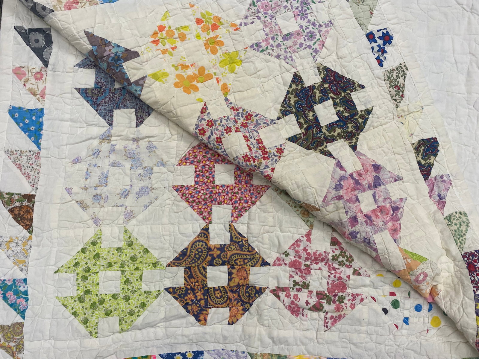Churn Dash Pattern Scrap Quilt - 6
