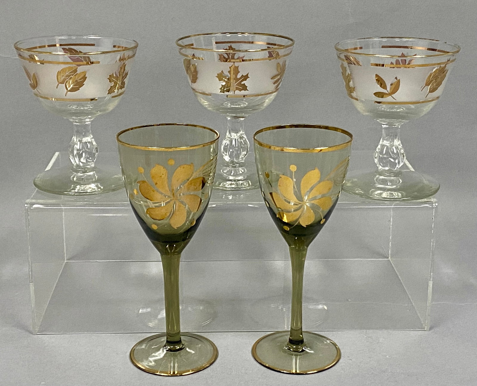 Five Gilt Mid-Century Modern Glasses (1 of 7)