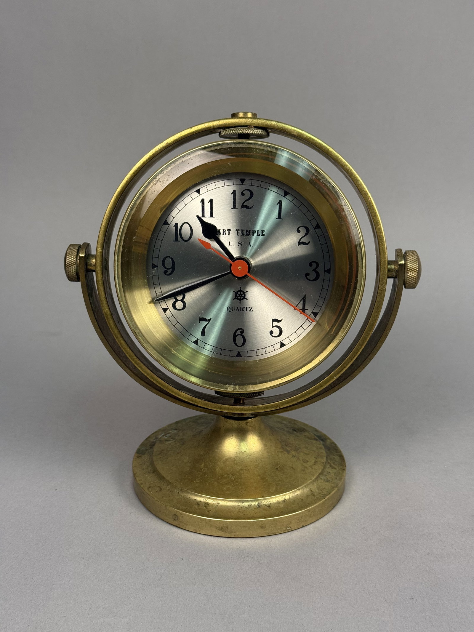 Art Temple Brass Gimbal Desk Clock (1 of 6)