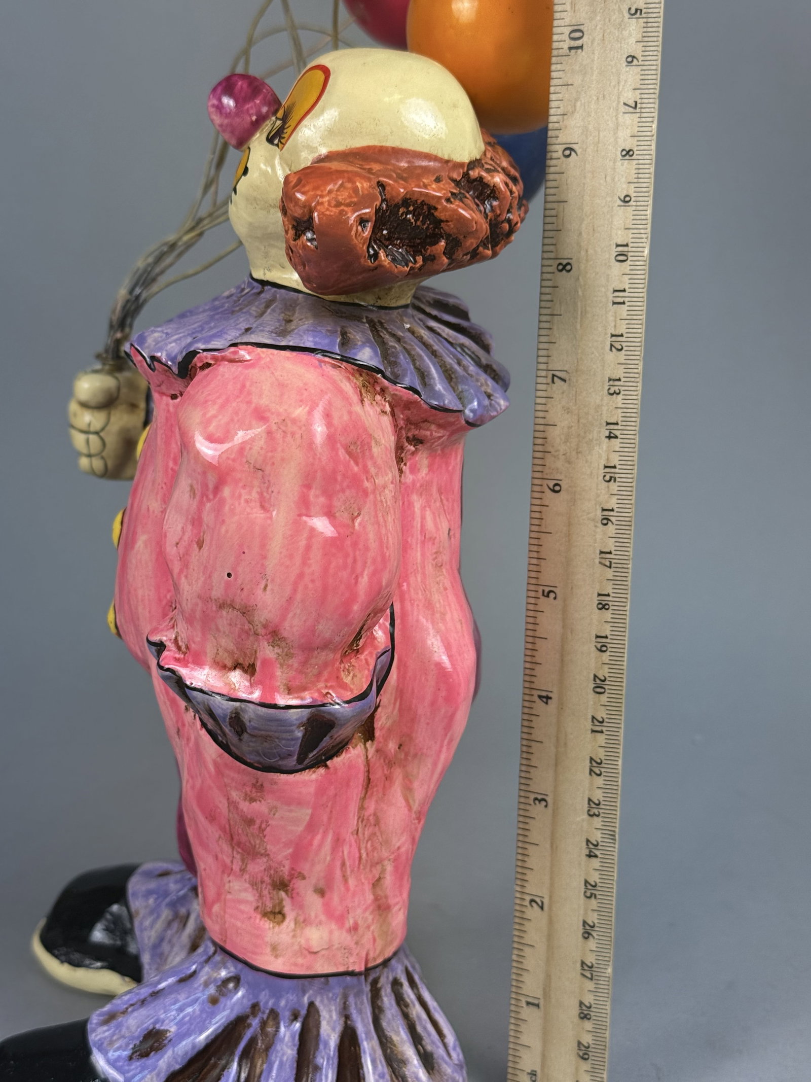 Large Ceramic Clown with Balloons - 2