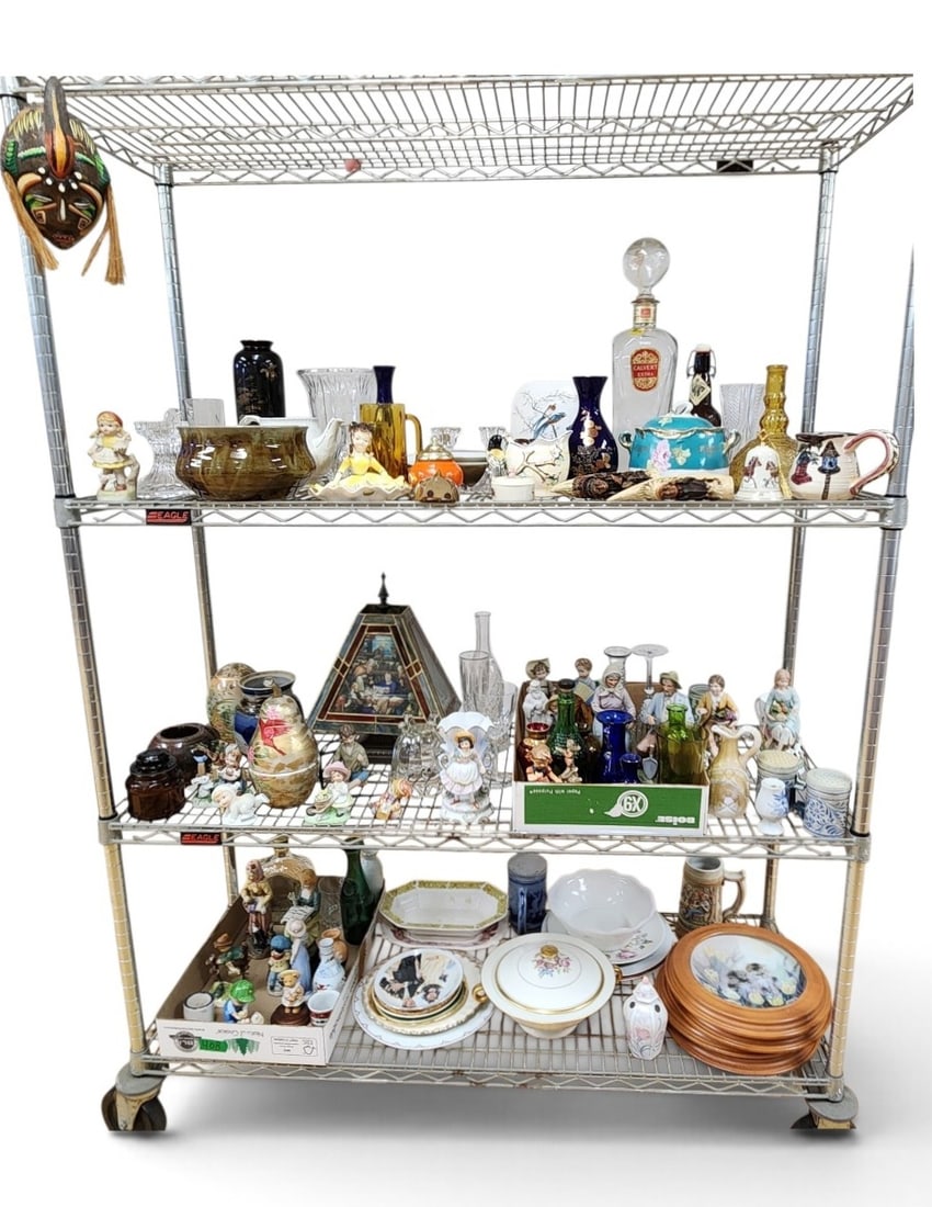 Assorted Decorative Housewares #2: BRING BOXES/TOTES AND PACKING MATERIAL. RACK NOT INCLUDED. Contents not inspected.