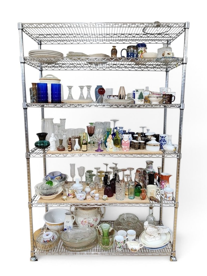 Assorted Decorative Housewares #7: BRING BOXES/TOTES AND PACKING MATERIAL. RACK NOT INCLUDED. Contents not inspected.