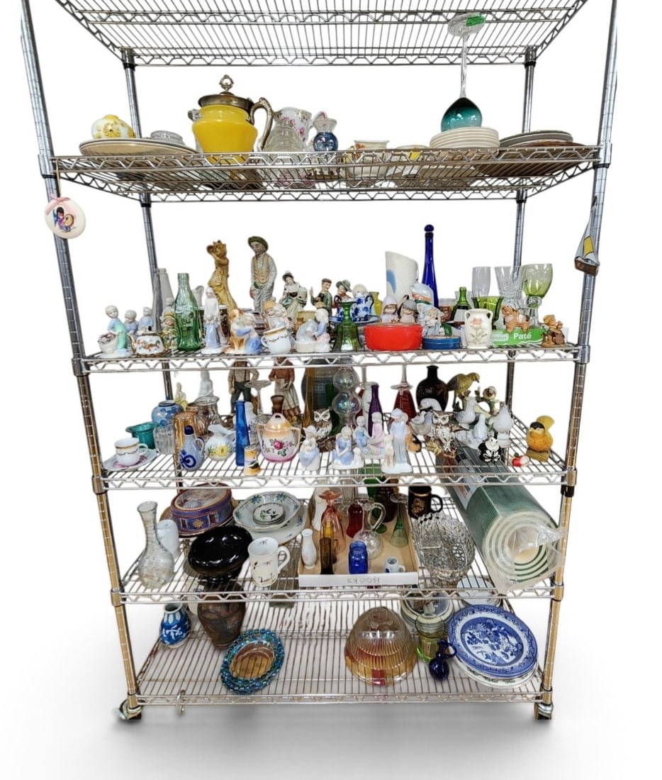 Assorted Decorative Housewares #8: BRING BOXES/TOTES AND PACKING MATERIAL. RACK NOT INCLUDED. Contents not inspected.