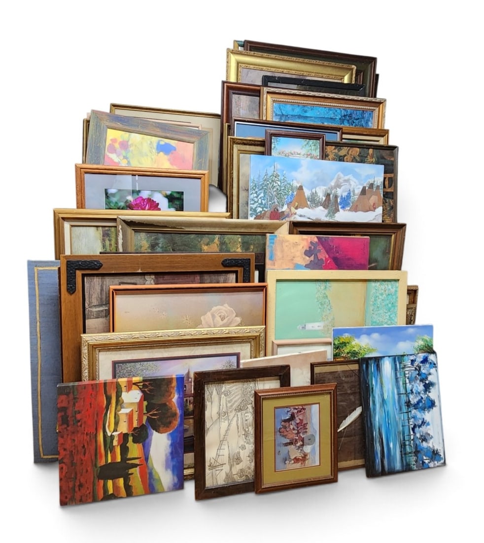 Assorted Art #1: Contents not inspected. Measurements: Largest works measure between 35 and 39 inches.