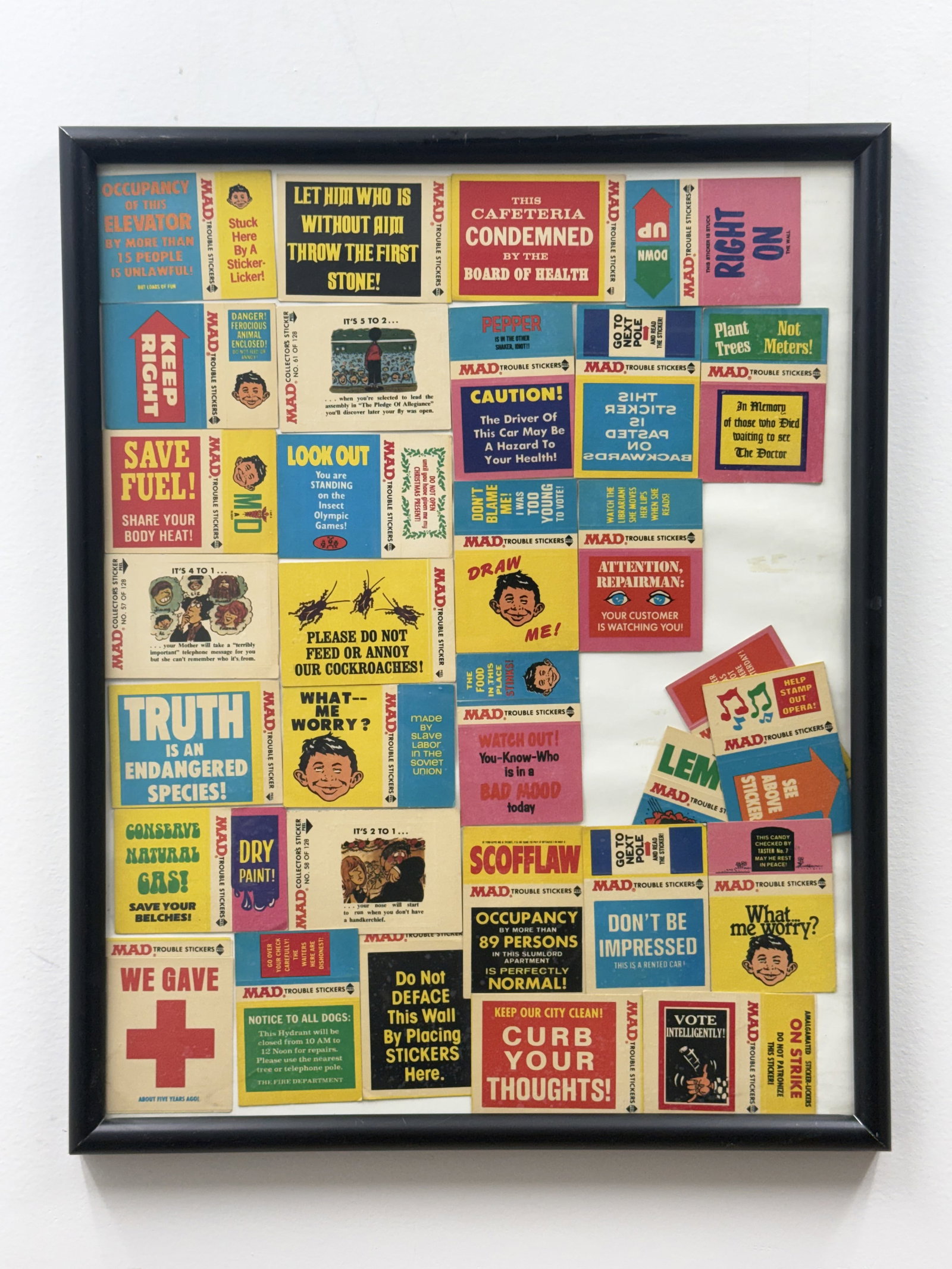 Framed MAD Magazine Trouble Sticker Collection (1 of 7)