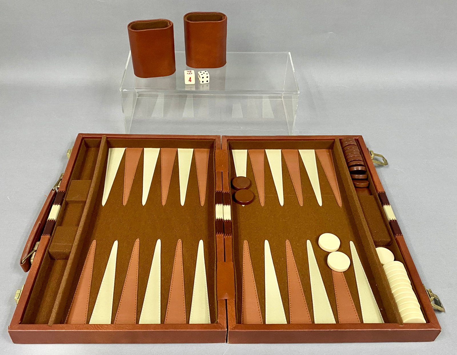 Faux Leather Briefcase Backgammon Set (1 of 5)