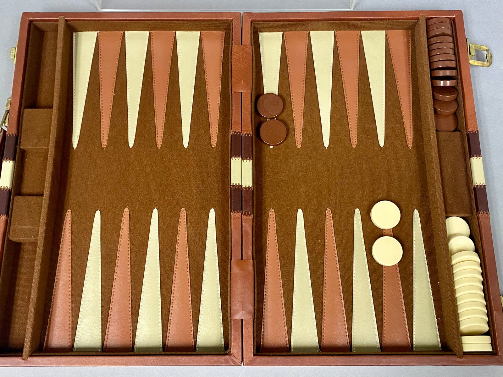 Faux Leather Briefcase Backgammon Set - 3