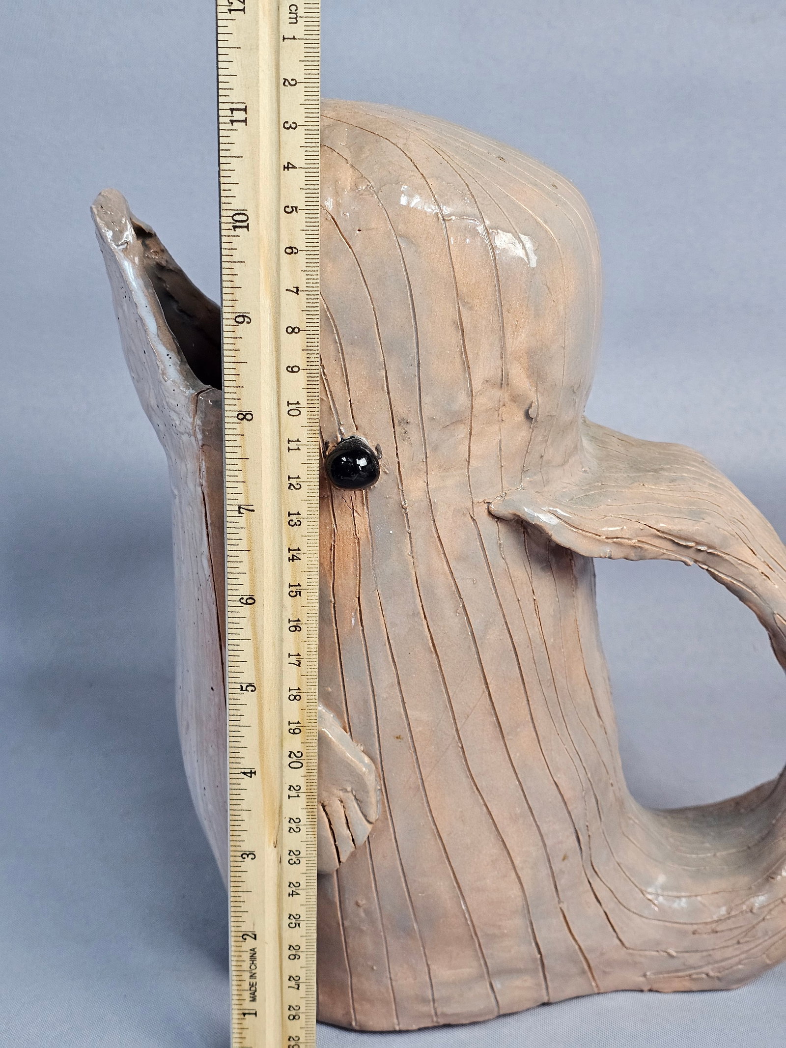 Large Signed Pottery Whale Pitcher - 3